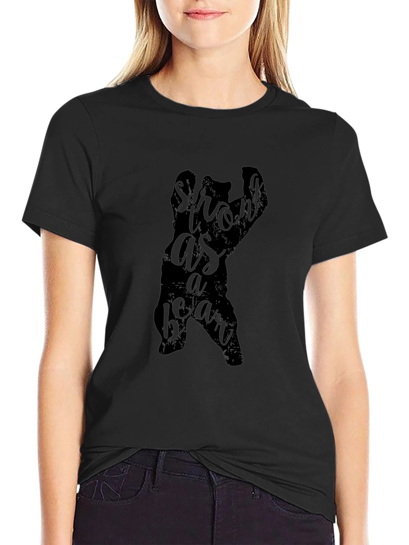 Strong As A Bear Graphic Tee - Black