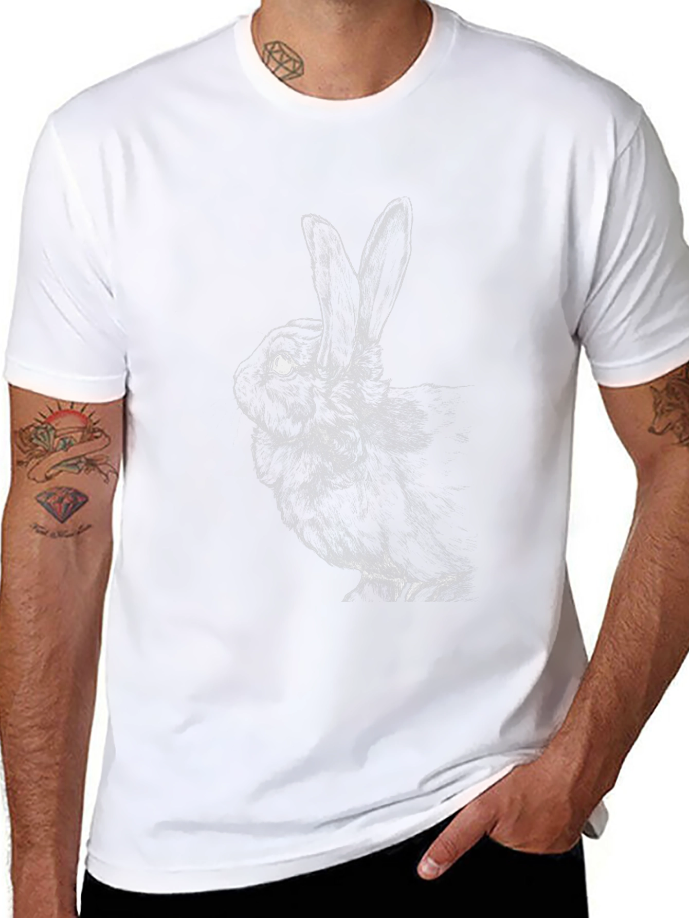 Black Rabbit Graphic Tee - Soft Cotton Blend