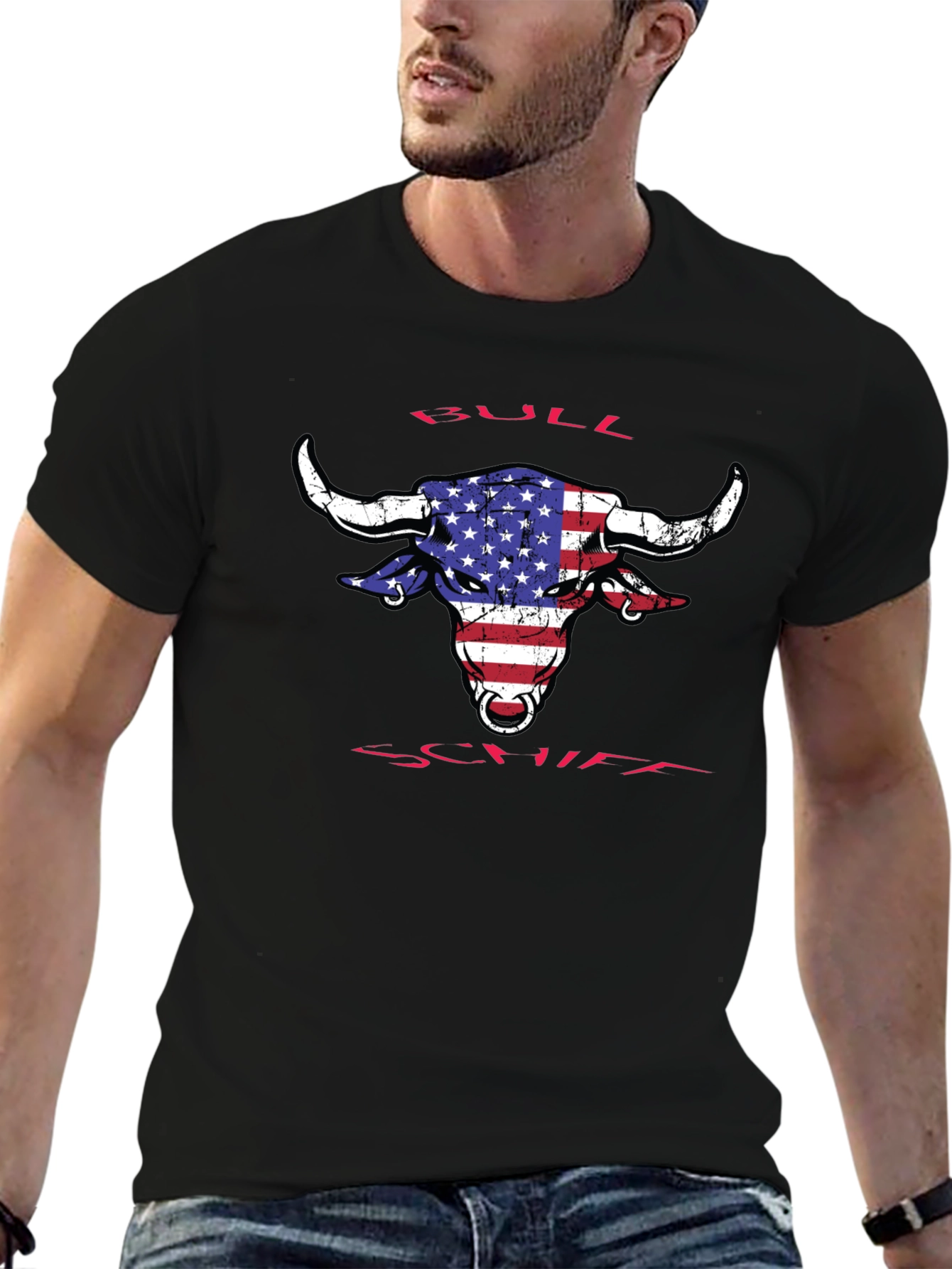 American Flag Bull T-Shirt - Patriotic Graphic Tee