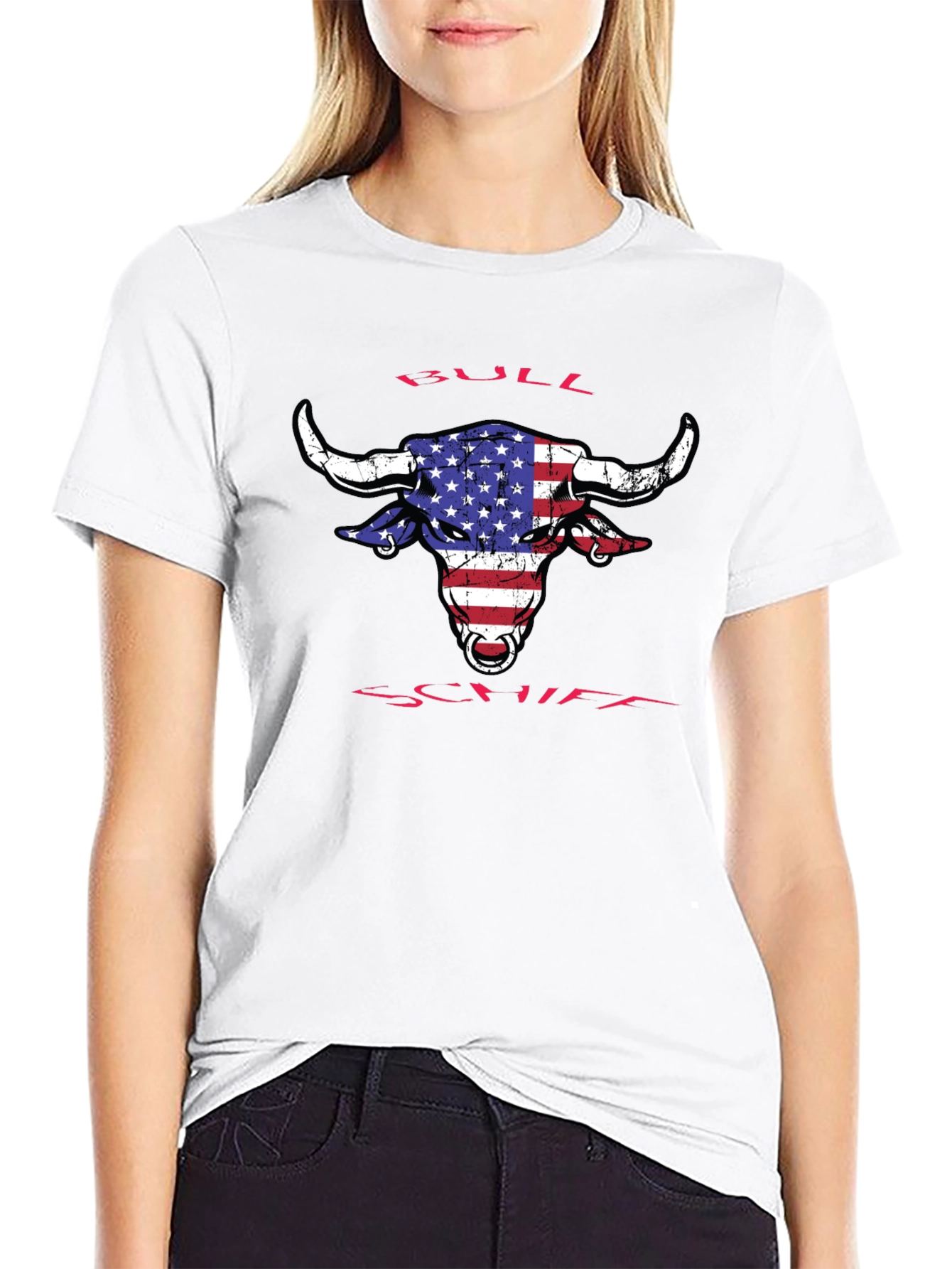 American Flag Bull T-Shirt - Patriotic Graphic Tee