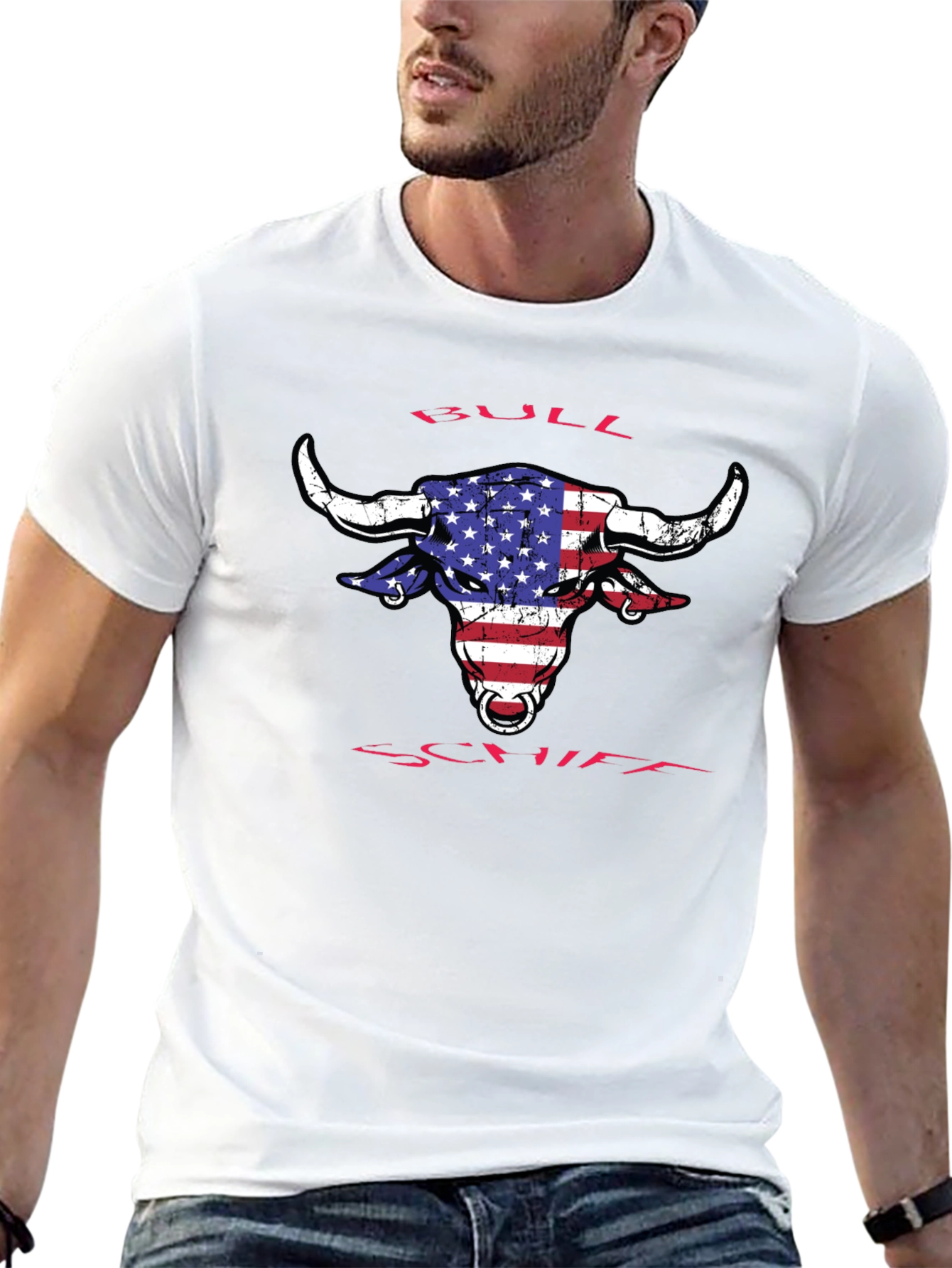 American Flag Bull T-Shirt - Patriotic Graphic Tee