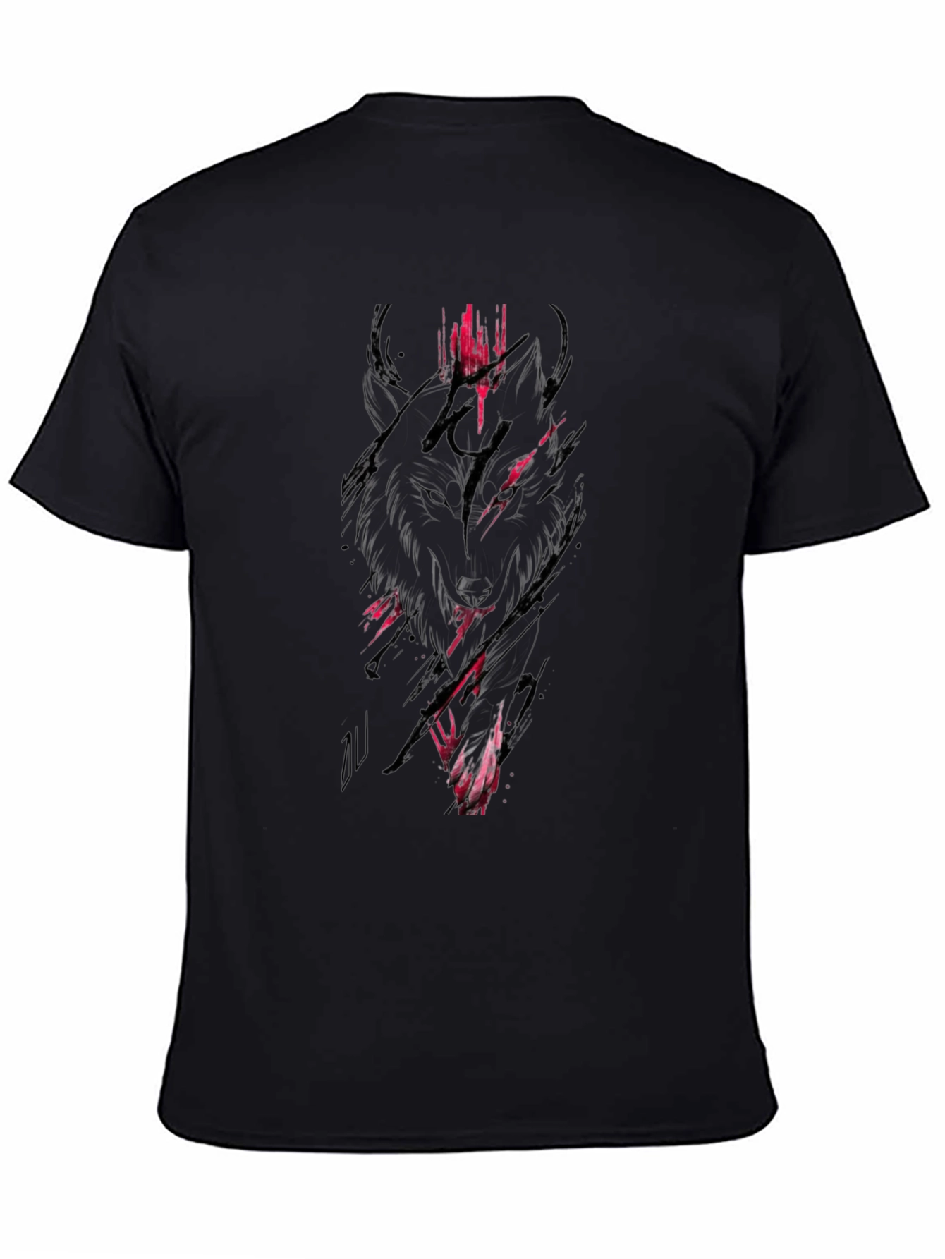 Black Wolf Graphic Tee - Mens Crew Neck Shirt