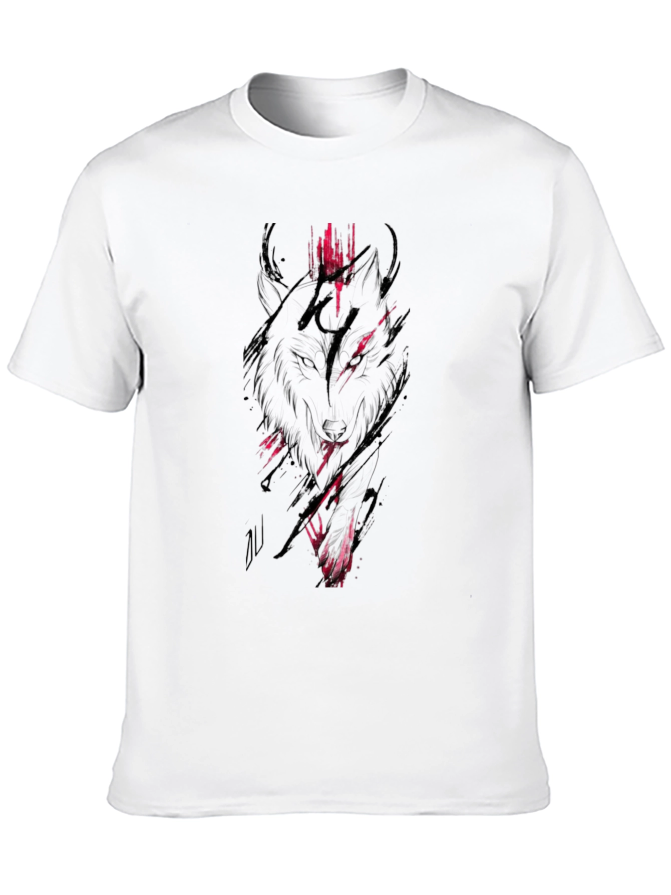 Black Wolf Graphic Tee - Mens Crew Neck Shirt
