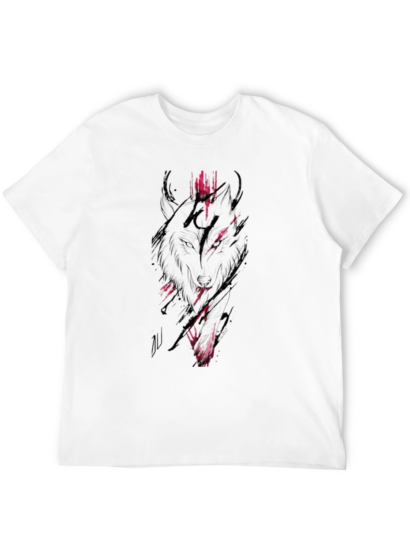 Black Wolf Graphic Tee - Mens Crew Neck Shirt