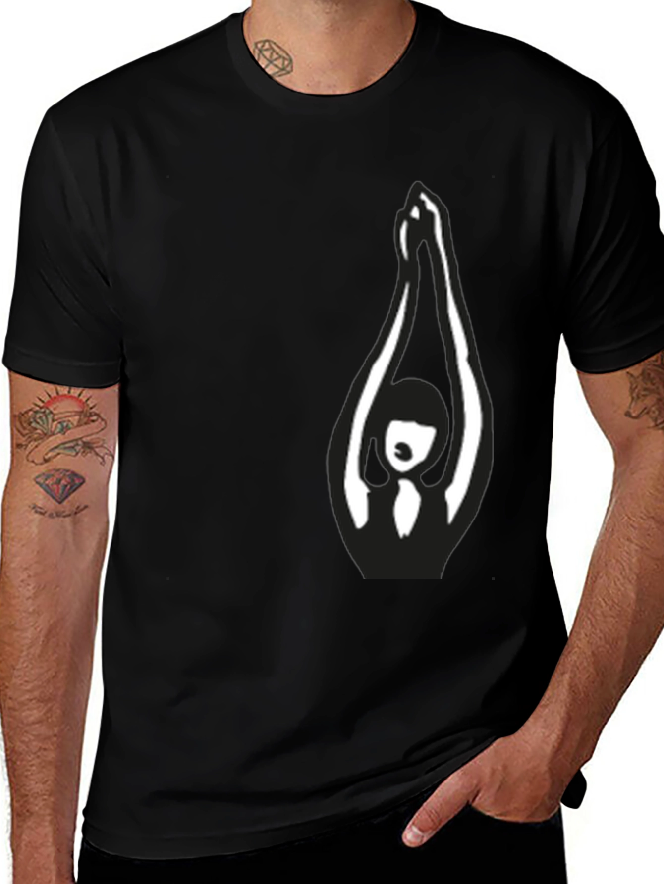 Black T-Shirt with Abstract Yoga Graphic