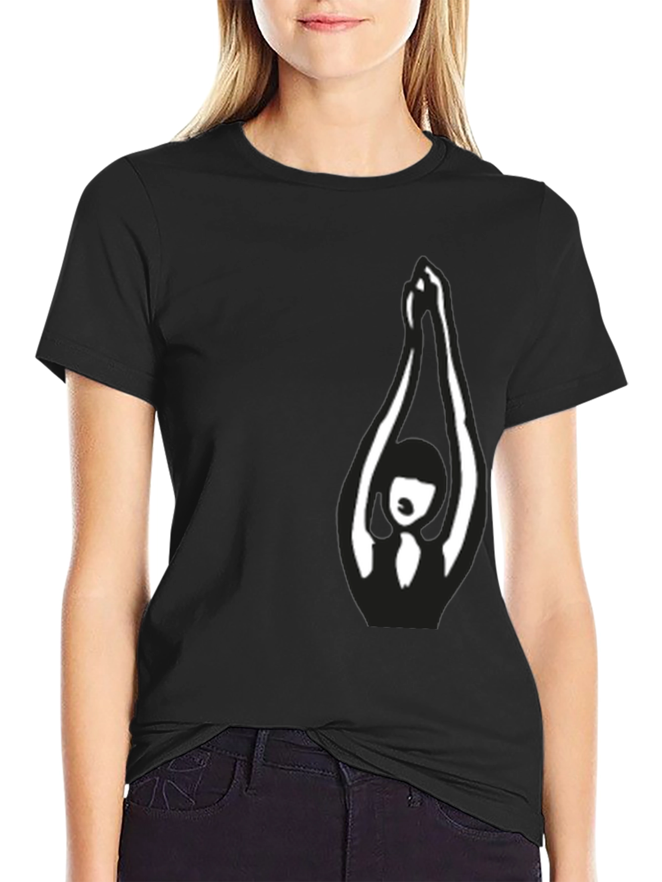 Black T-Shirt with Abstract Yoga Graphic