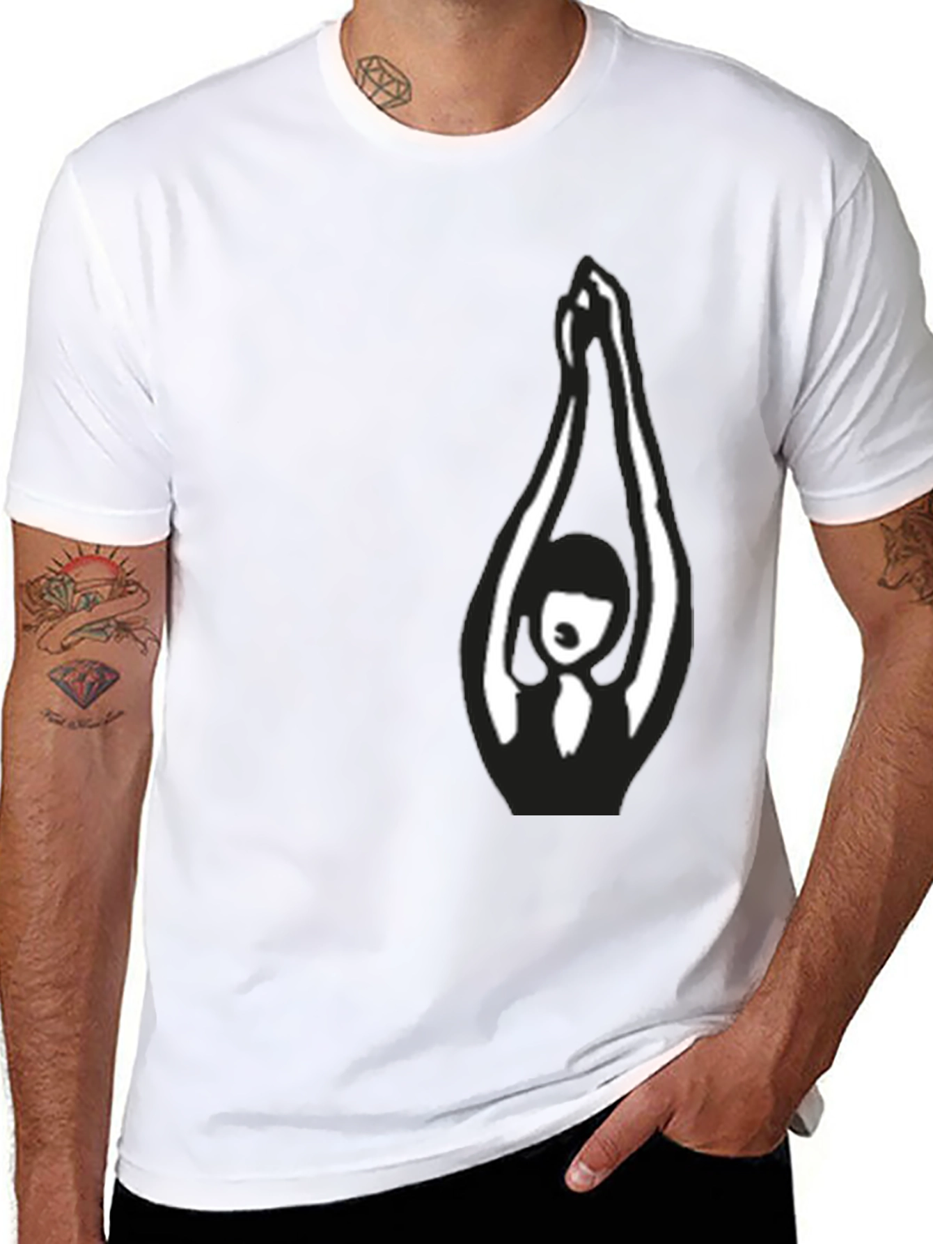 Black T-Shirt with Abstract Yoga Graphic