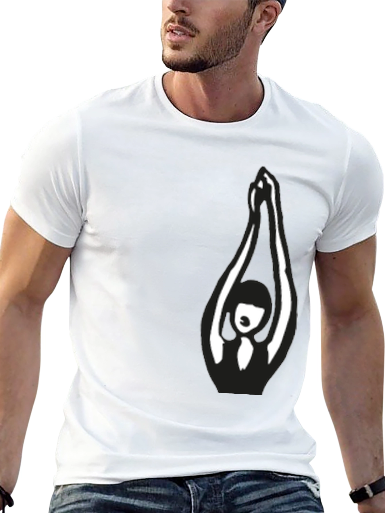 Black T-Shirt with Abstract Yoga Graphic