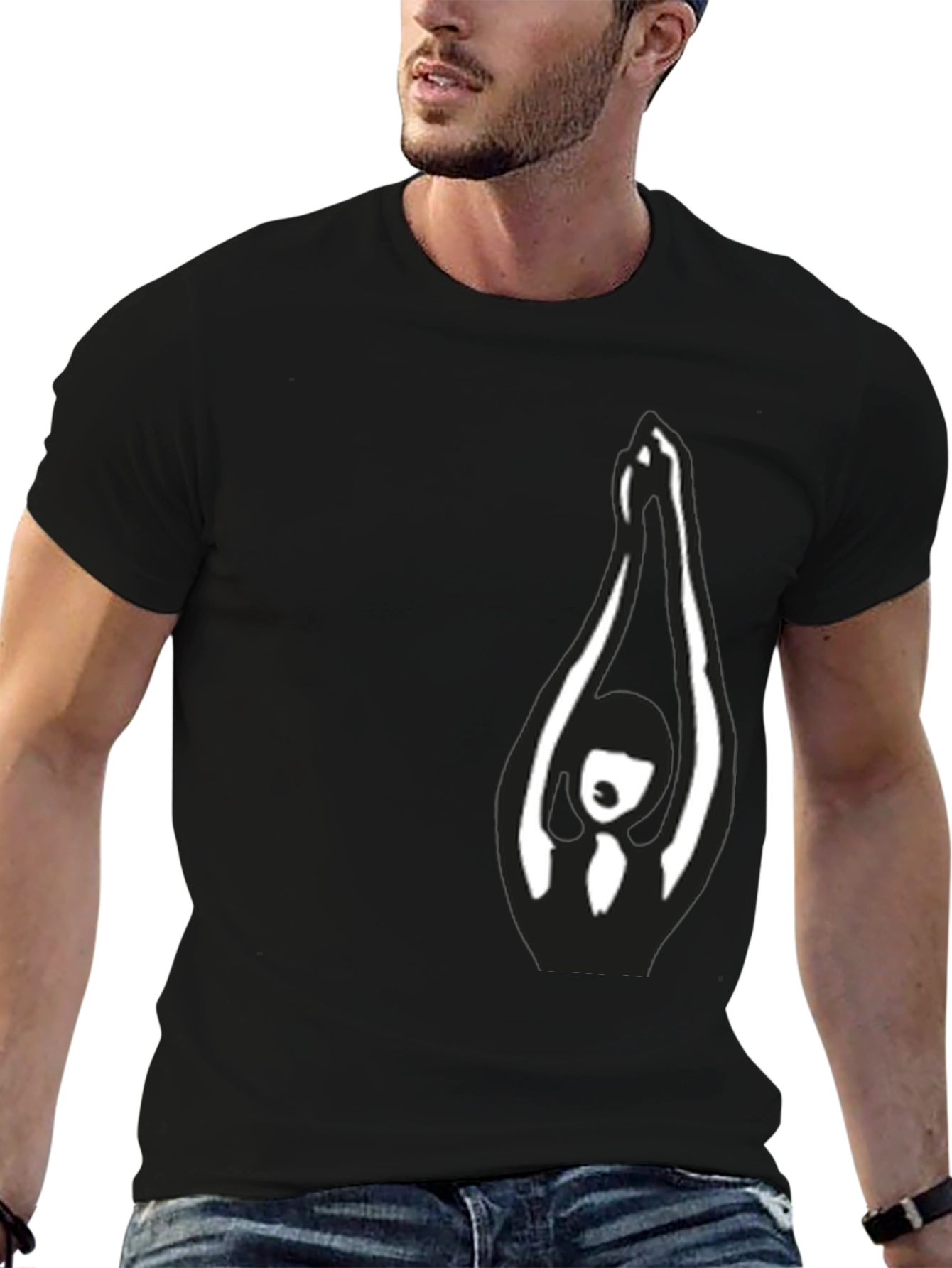 Black T-Shirt with Abstract Yoga Graphic