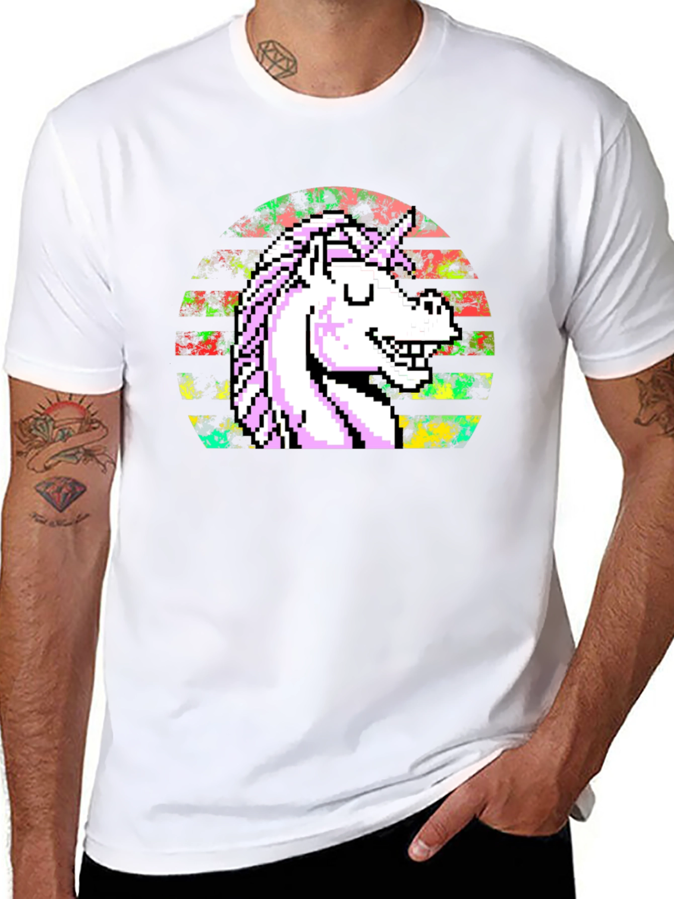 Pixel Unicorn Graphic T-Shirt - Black