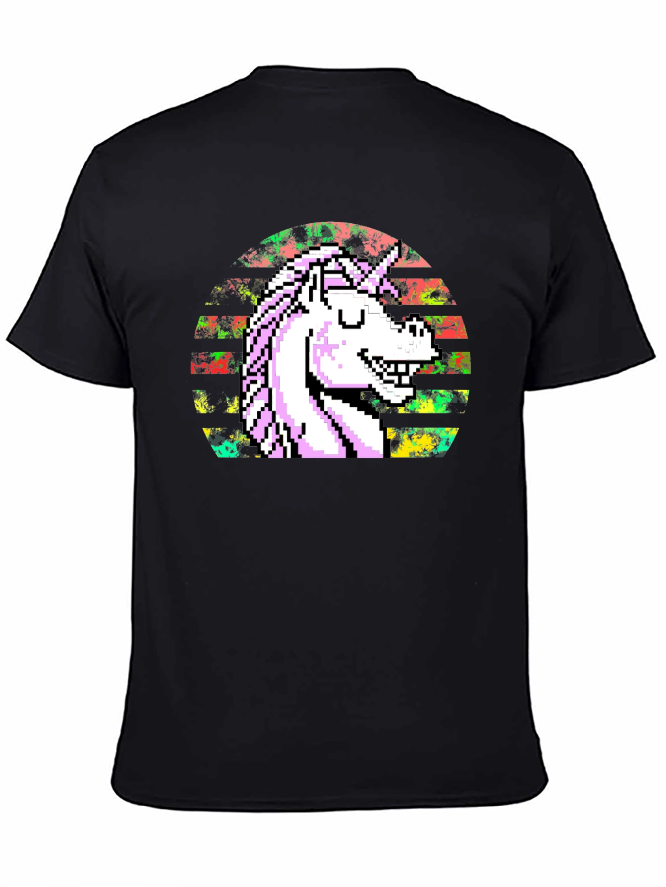Pixel Unicorn Graphic T-Shirt - Black