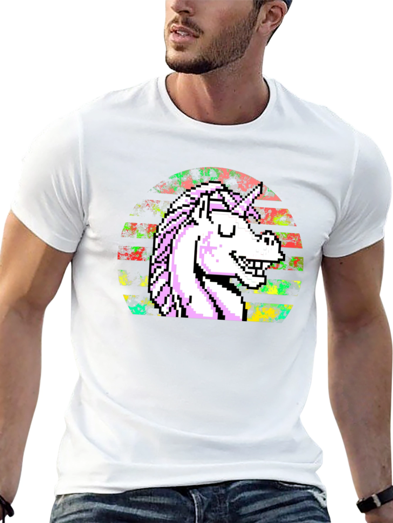 Pixel Unicorn Graphic T-Shirt - Black