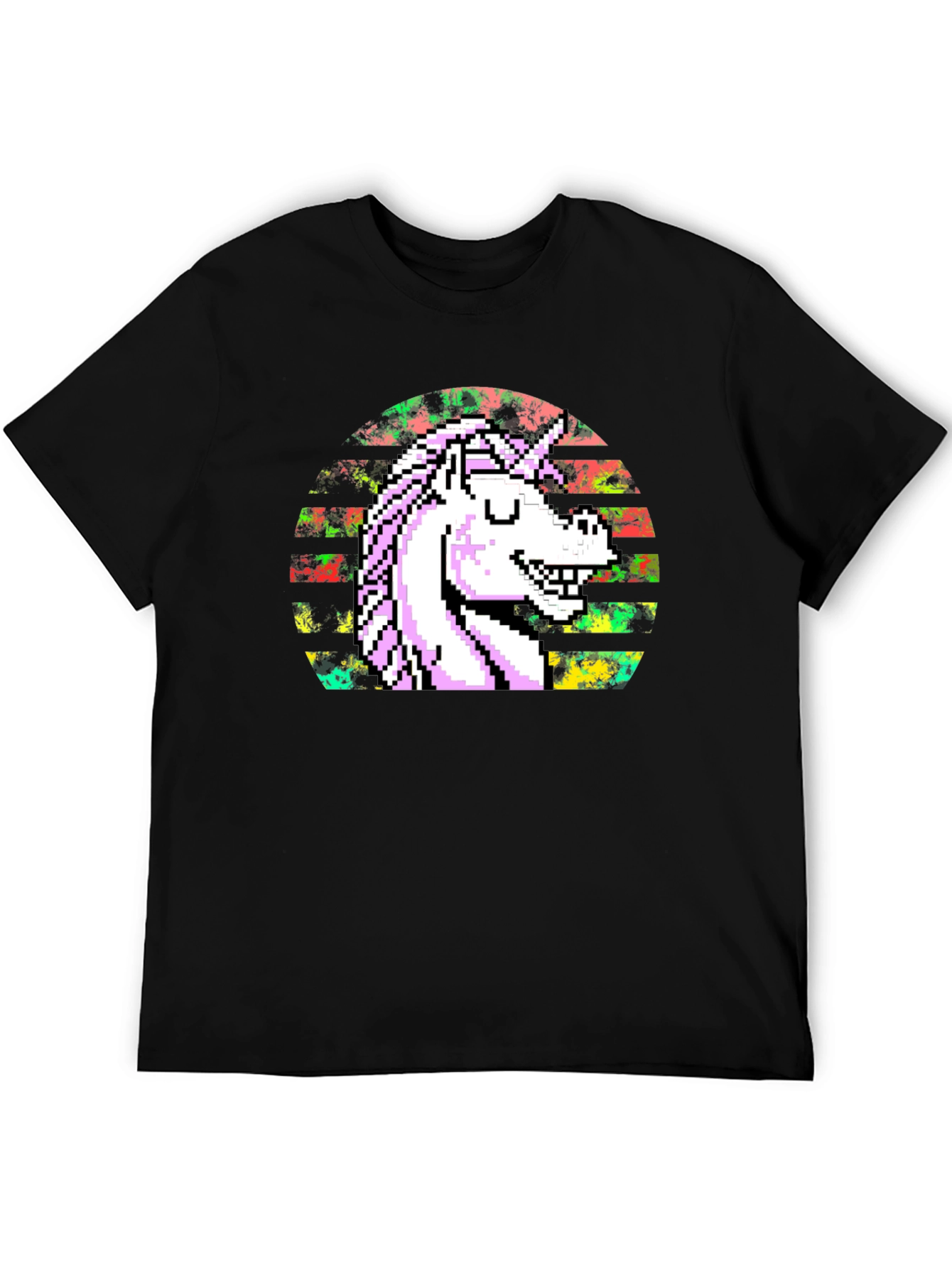 Pixel Unicorn Graphic T-Shirt - Black