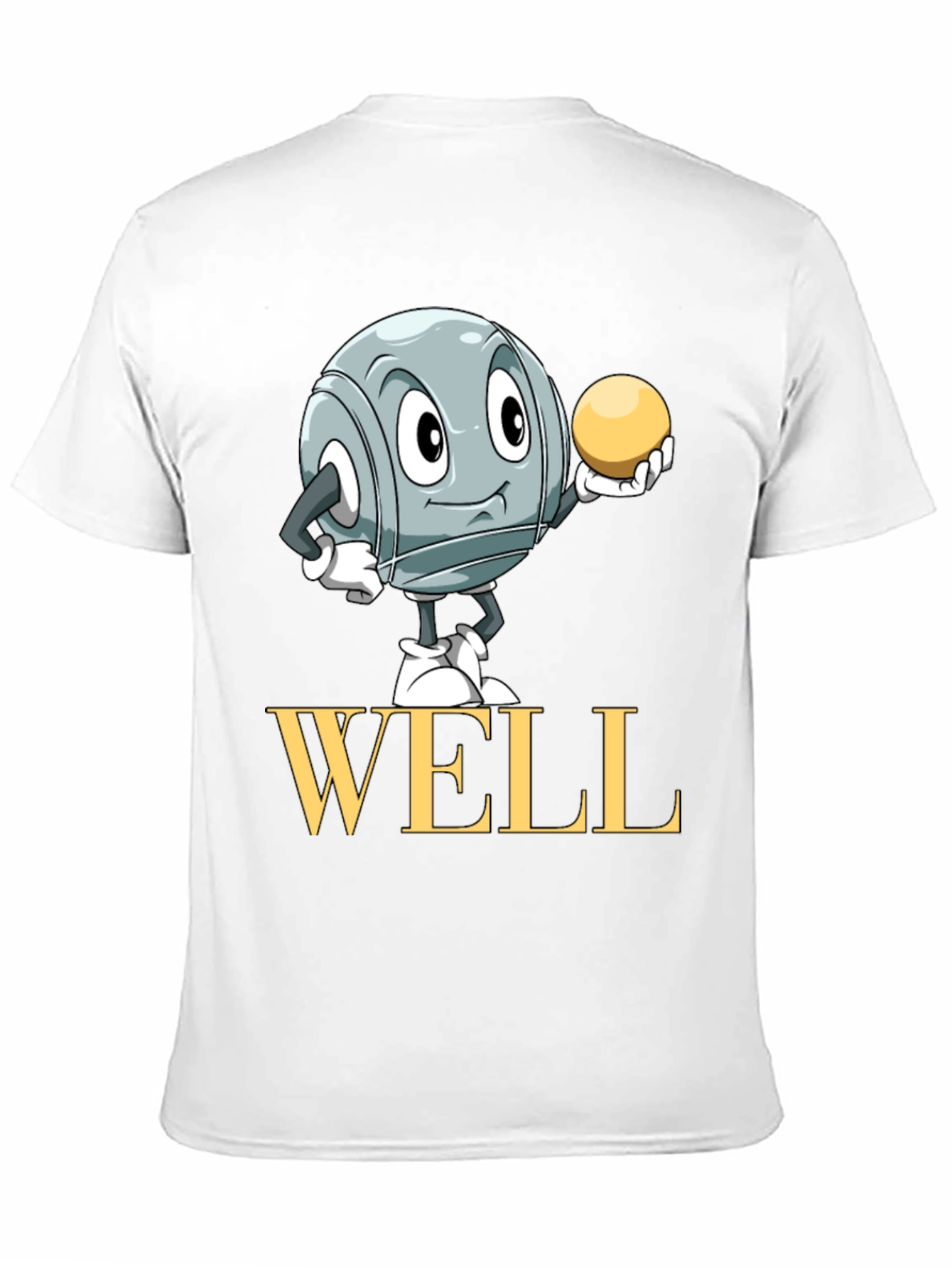 Well T-Shirt with Boules Cartoon Design - Black