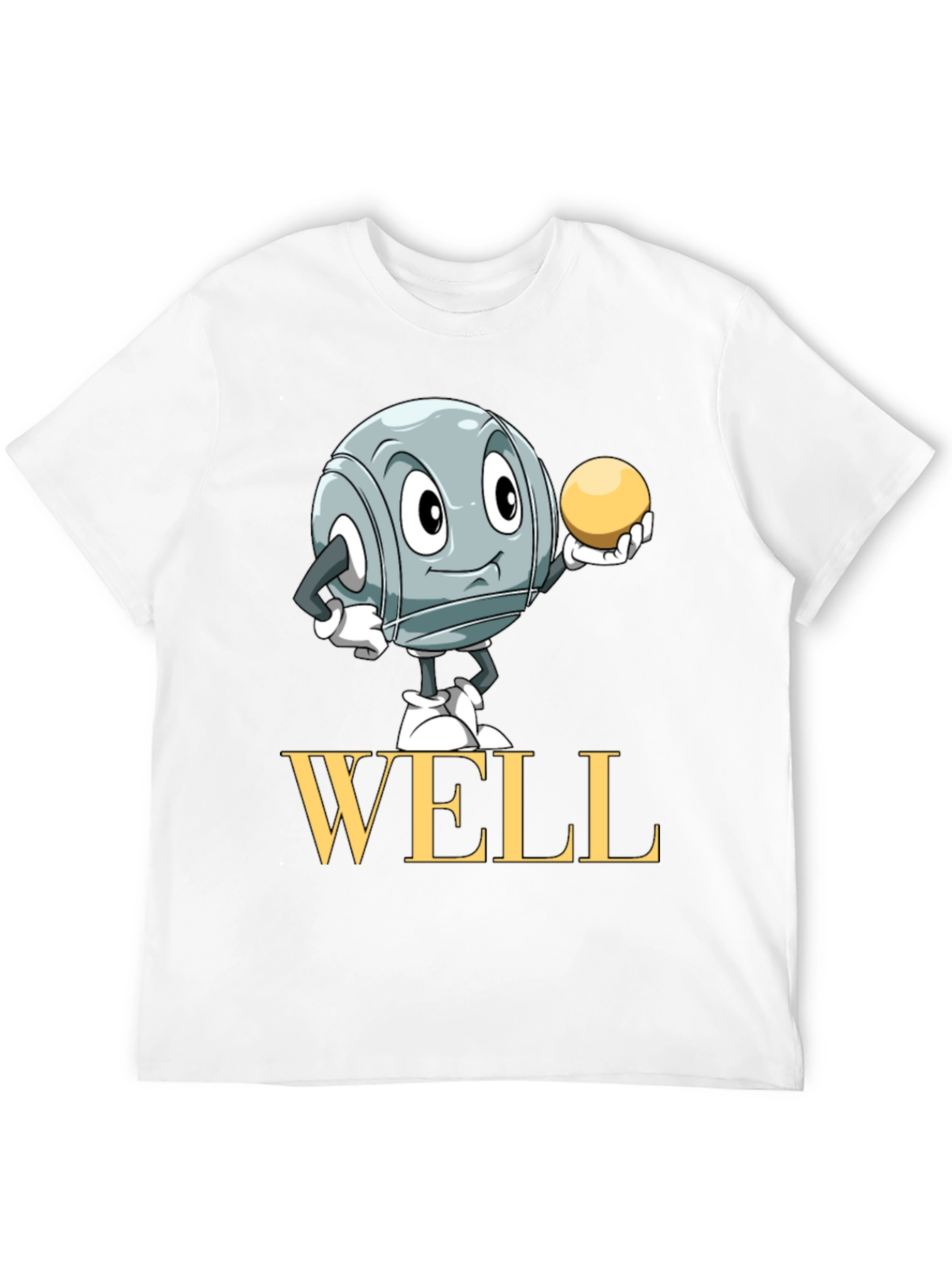Well T-Shirt with Boules Cartoon Design - Black
