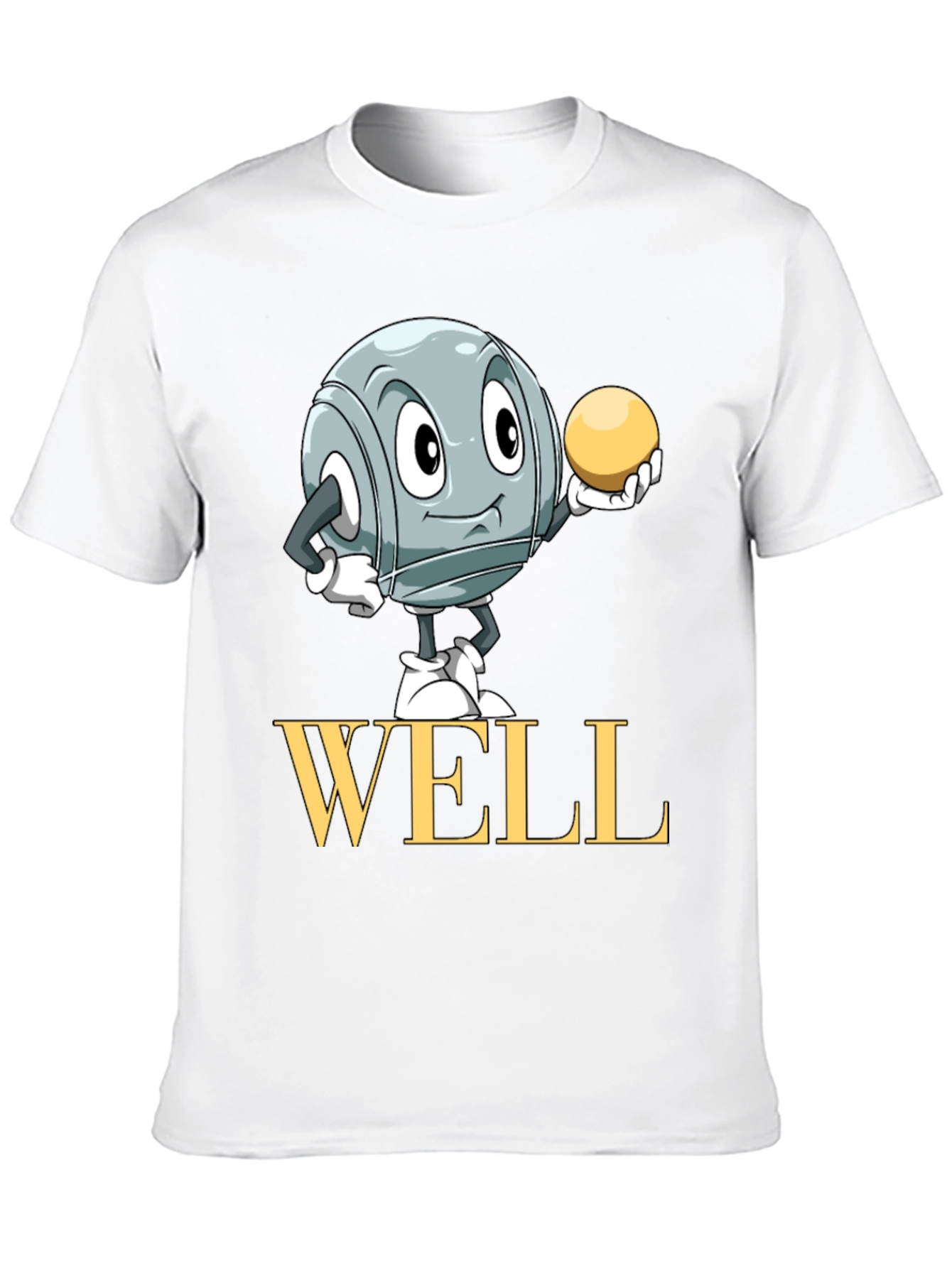 Well T-Shirt with Boules Cartoon Design - Black