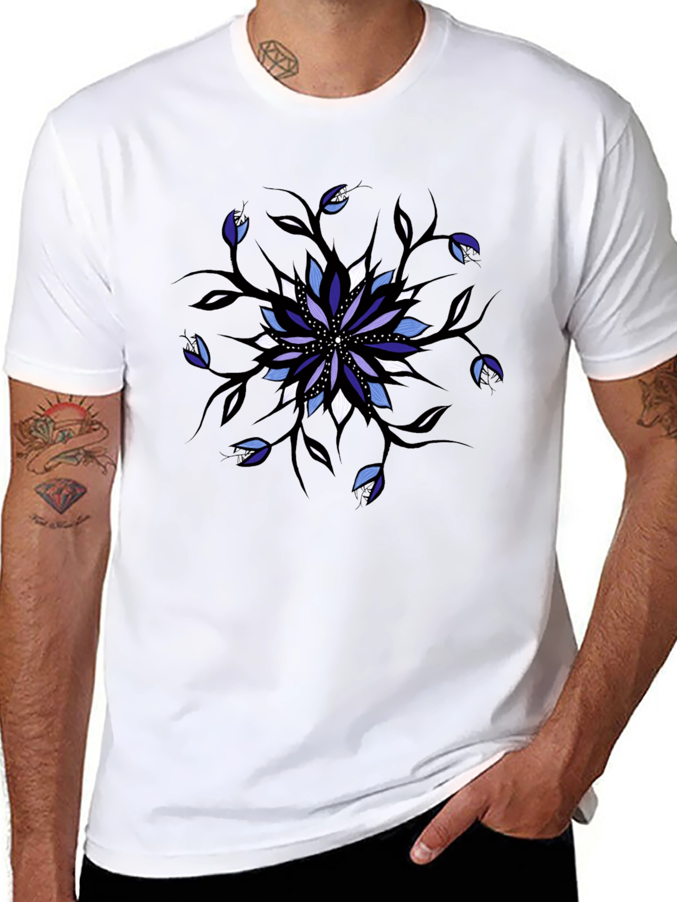 Abstract Floral Graphic Print Tee