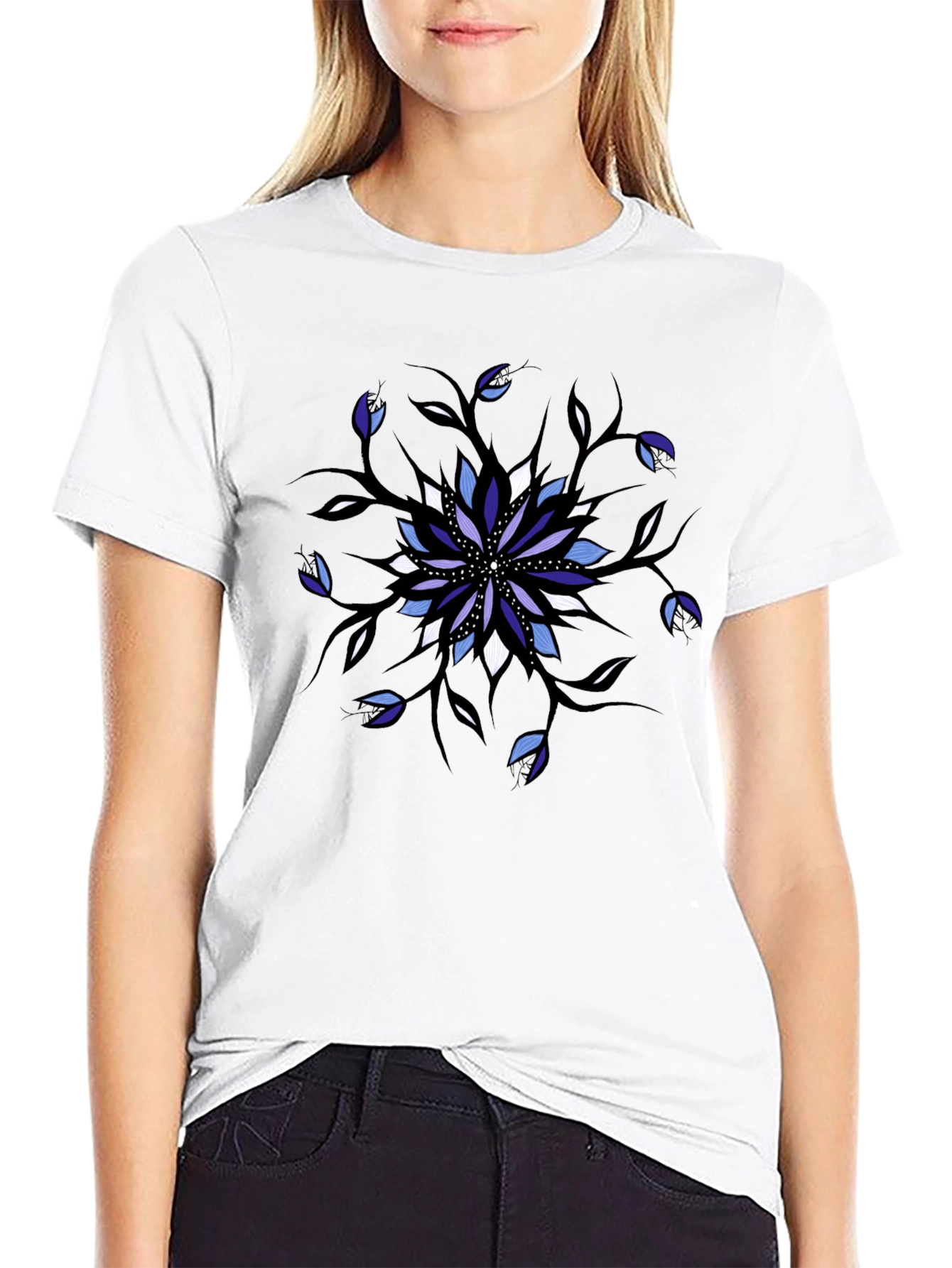 Abstract Floral Graphic Print Tee