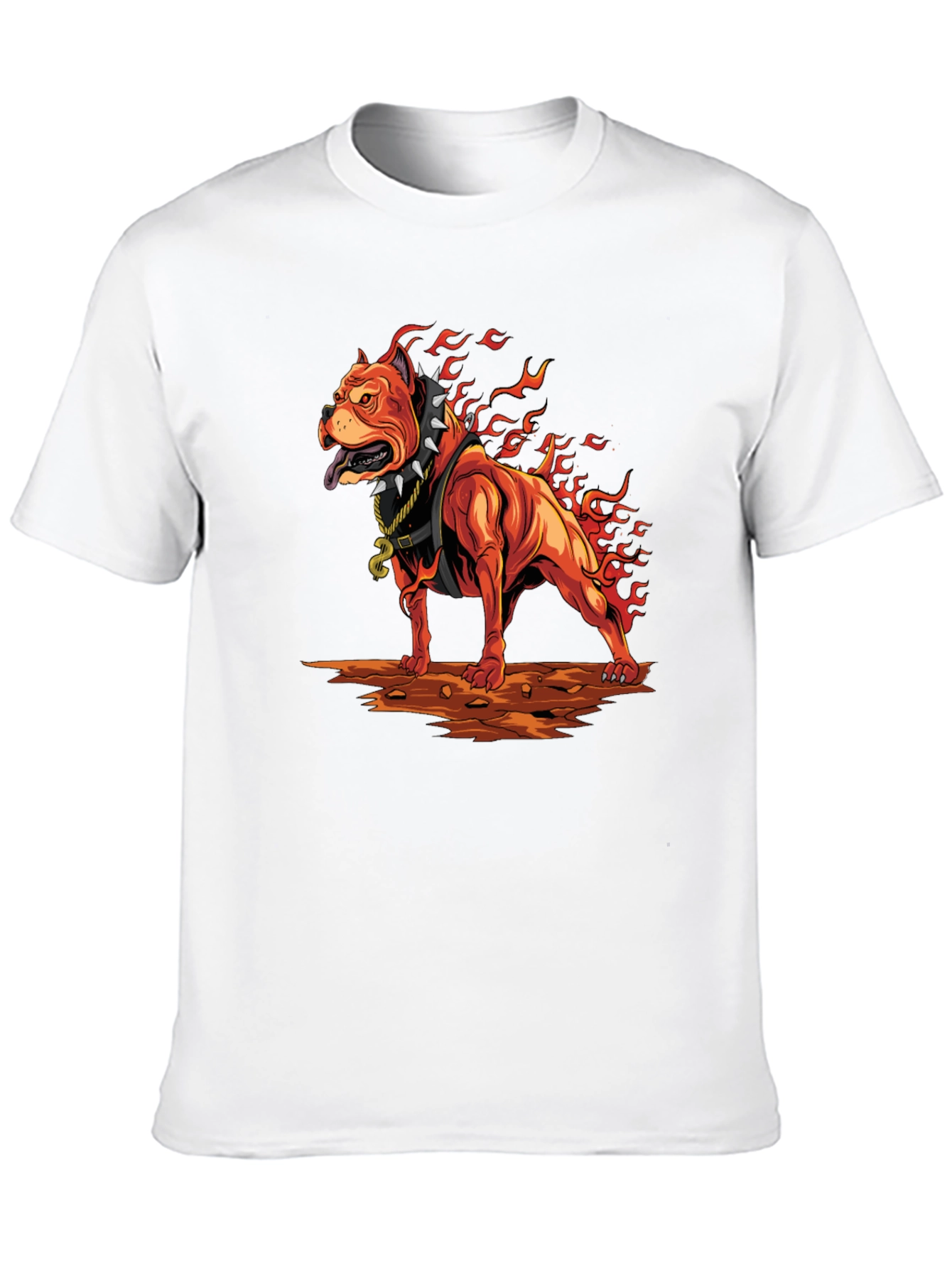 Fiery Pitbull Graphic Tee - Bold Statement Shirt