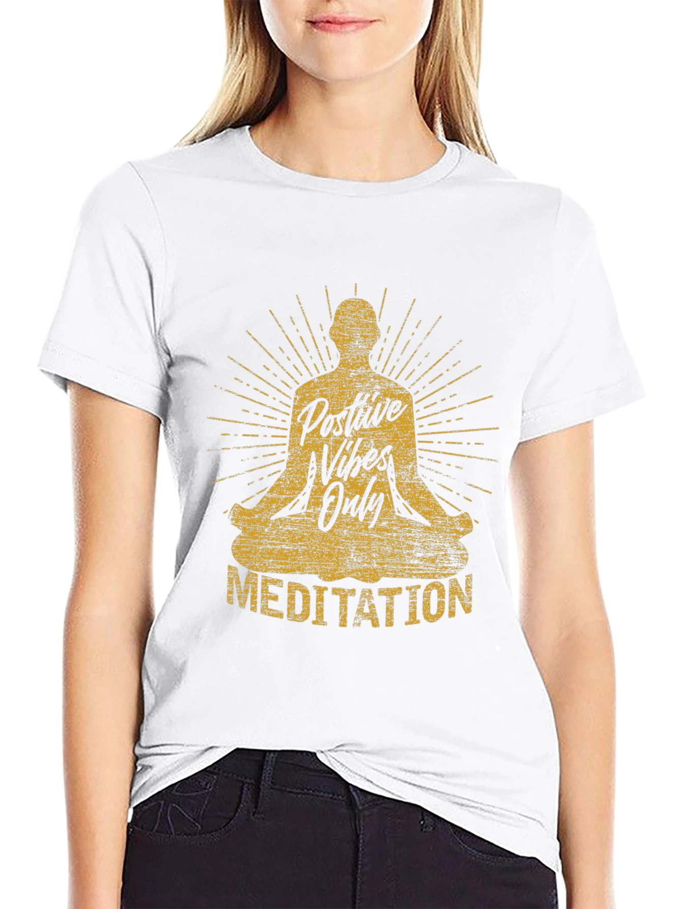 Positive Vibes Only Meditation Graphic T-Shirt