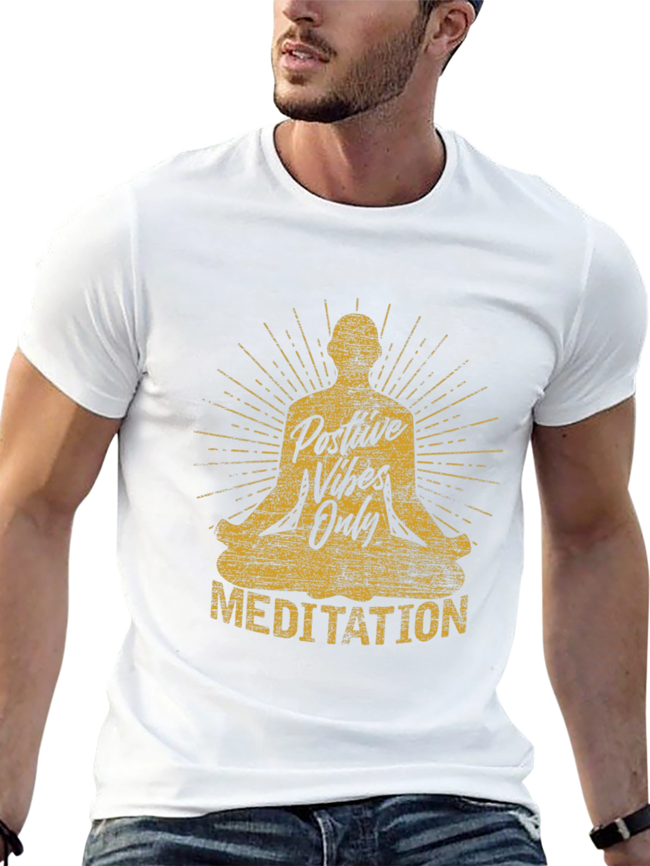 Positive Vibes Only Meditation Graphic T-Shirt