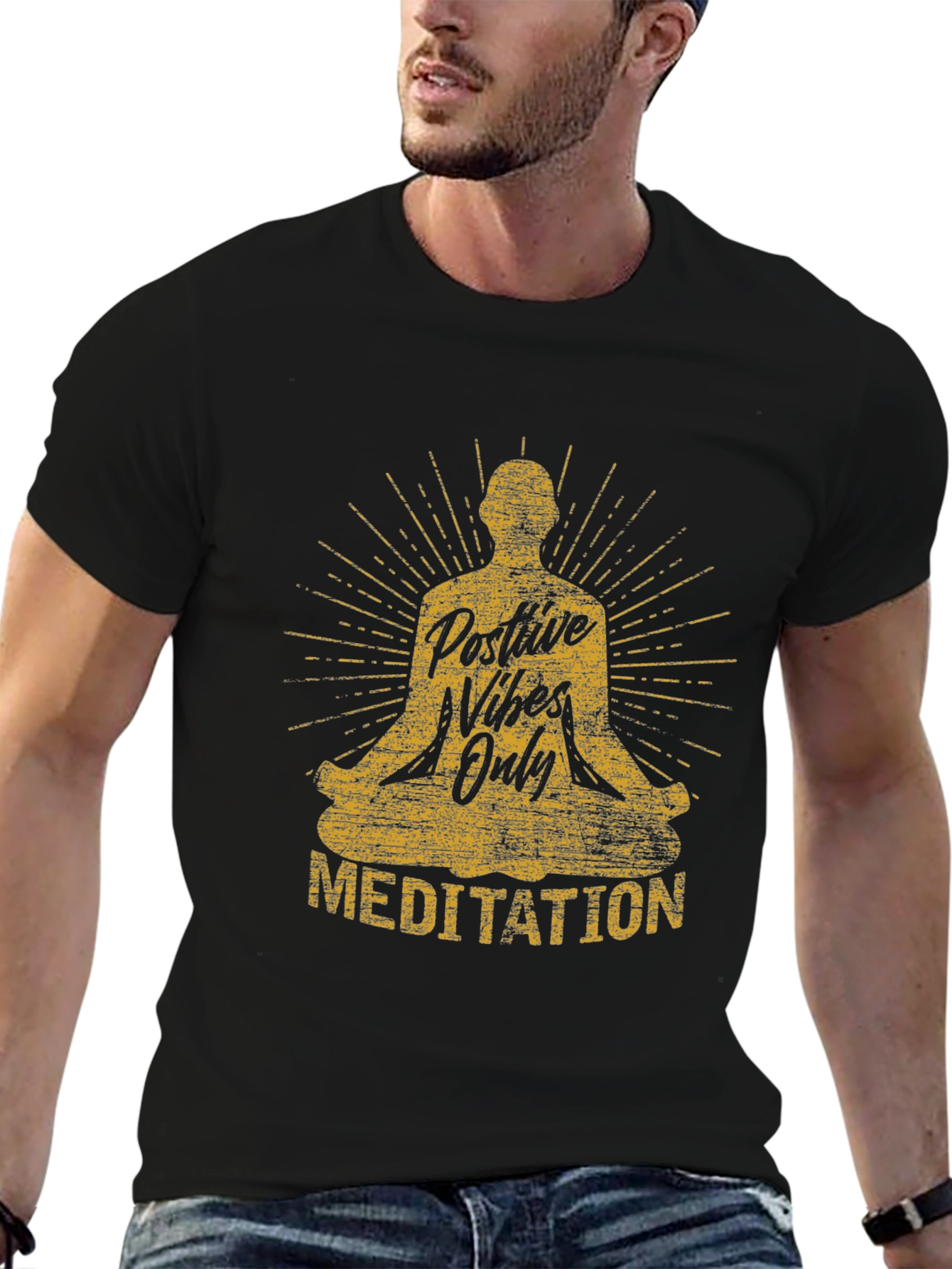 Positive Vibes Only Meditation Graphic T-Shirt