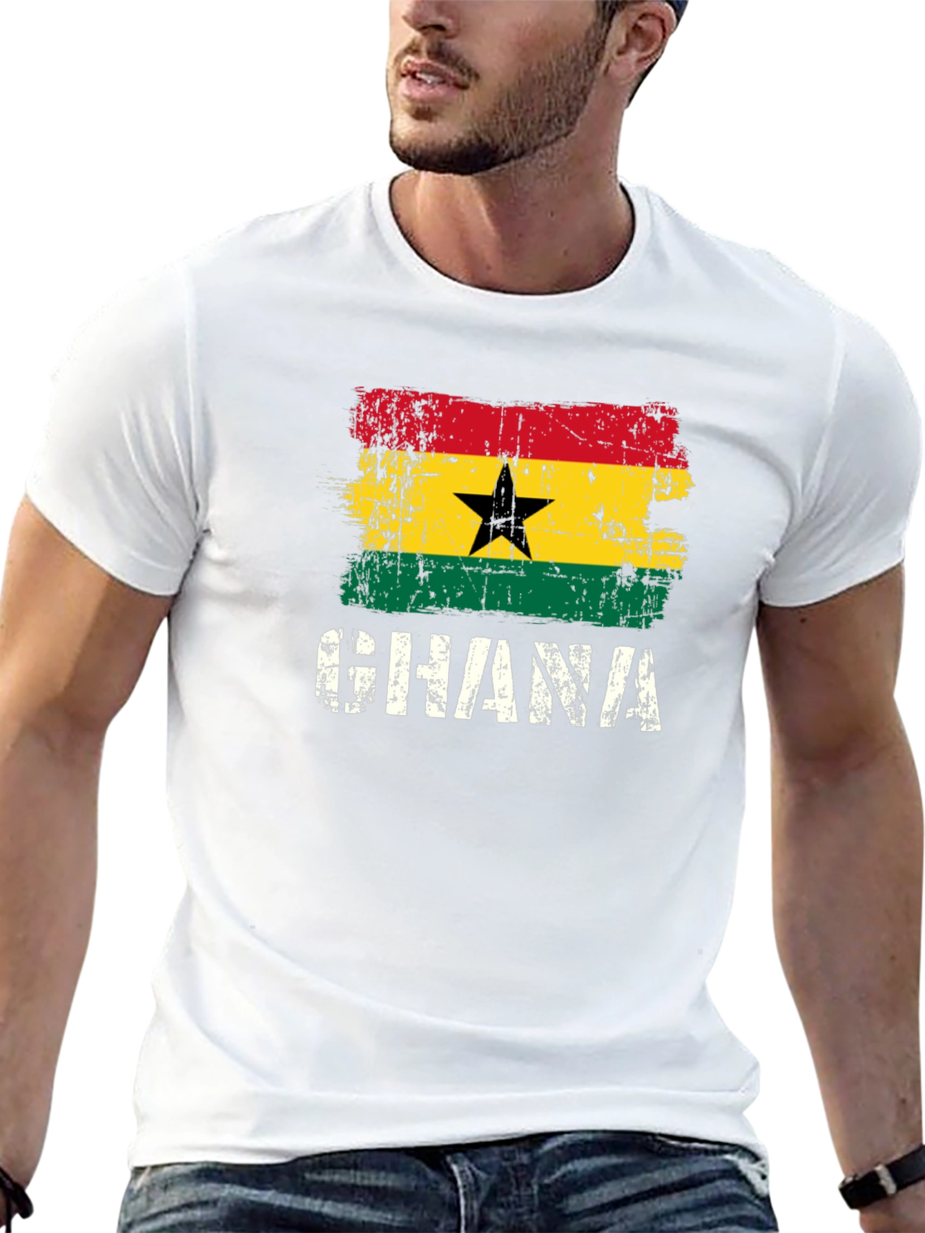 Ghana Flag T-Shirt - Distressed Graphic Tee