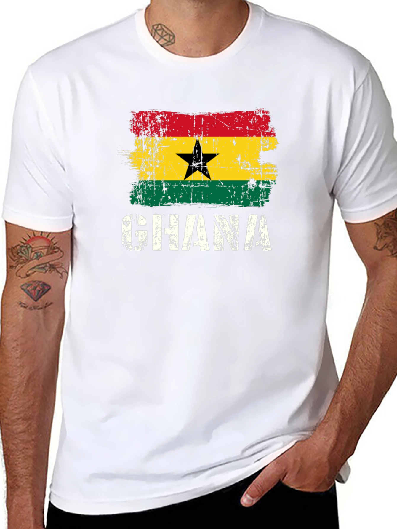 Ghana Flag T-Shirt - Distressed Graphic Tee