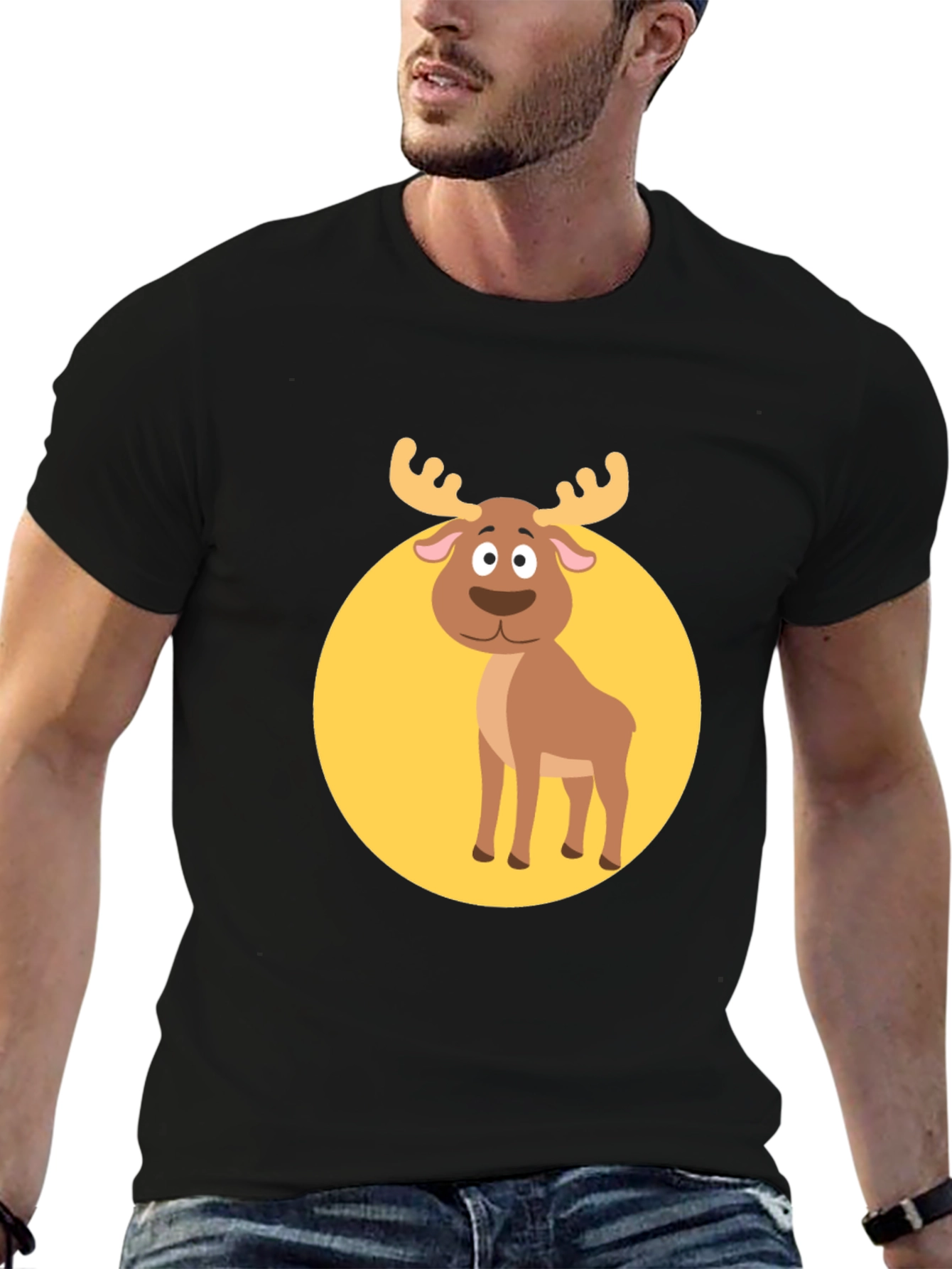 Funny Moose Graphic Tee -  Black T-Shirt
