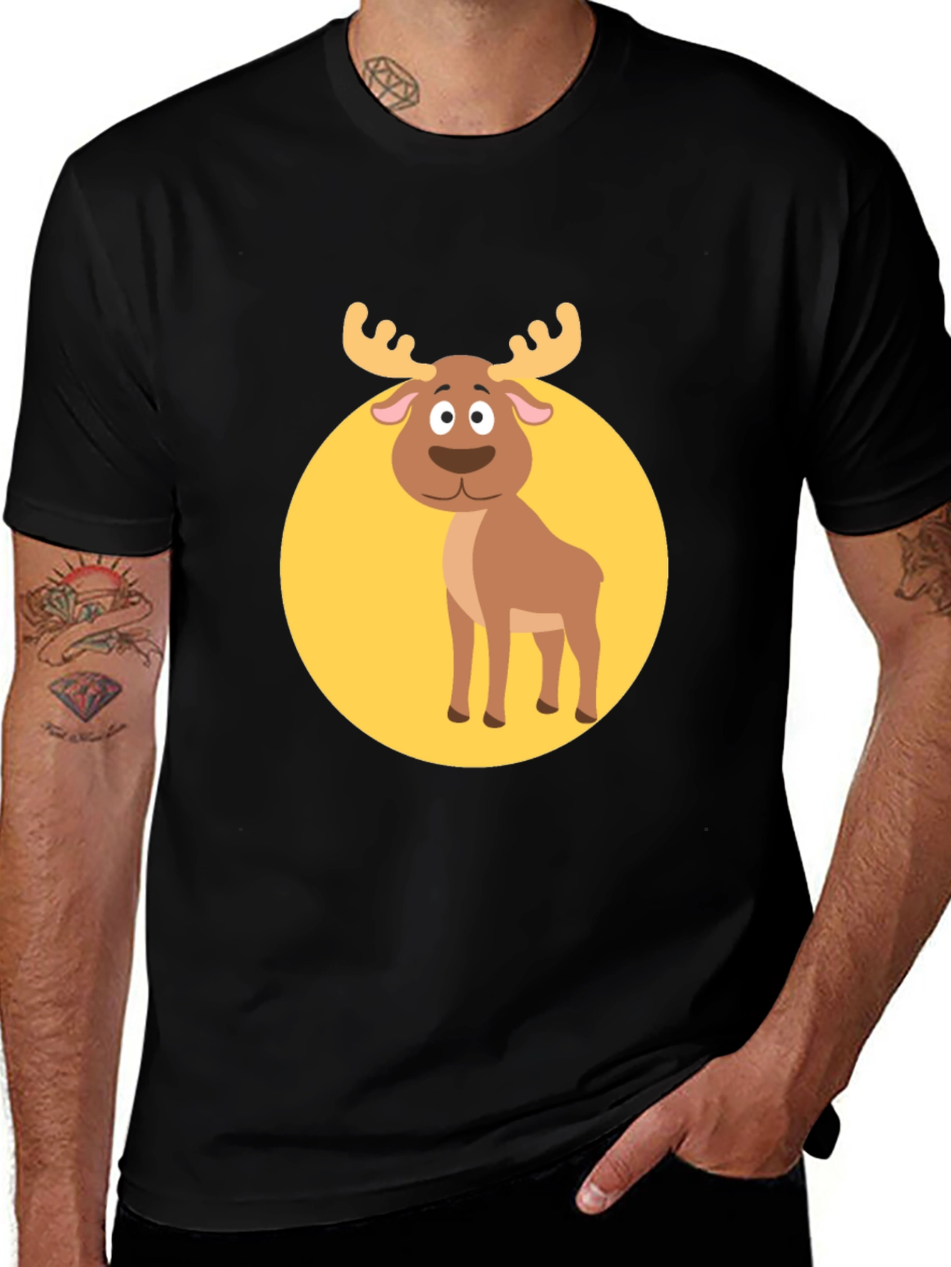 Funny Moose Graphic Tee -  Black T-Shirt
