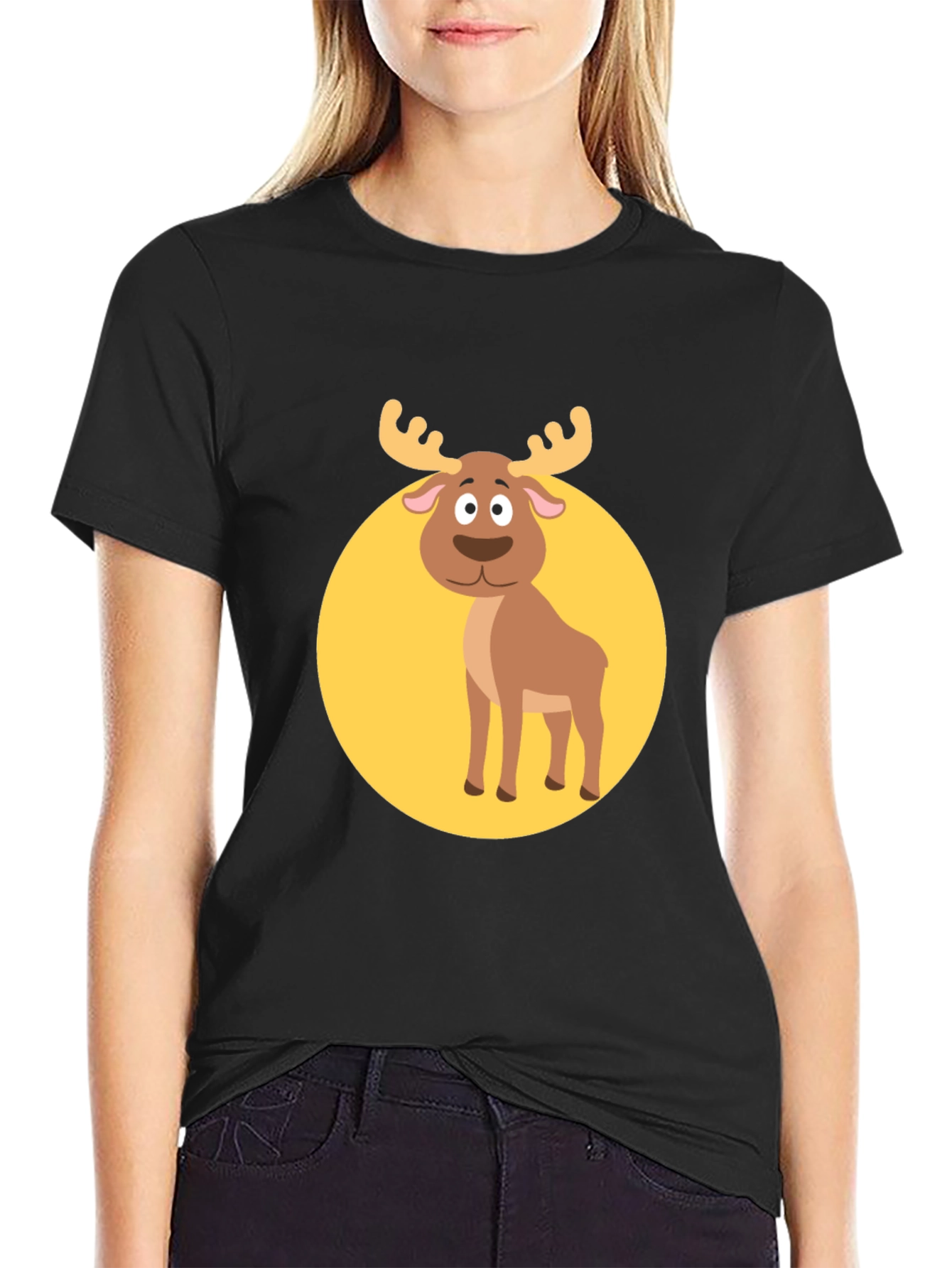 Funny Moose Graphic Tee -  Black T-Shirt
