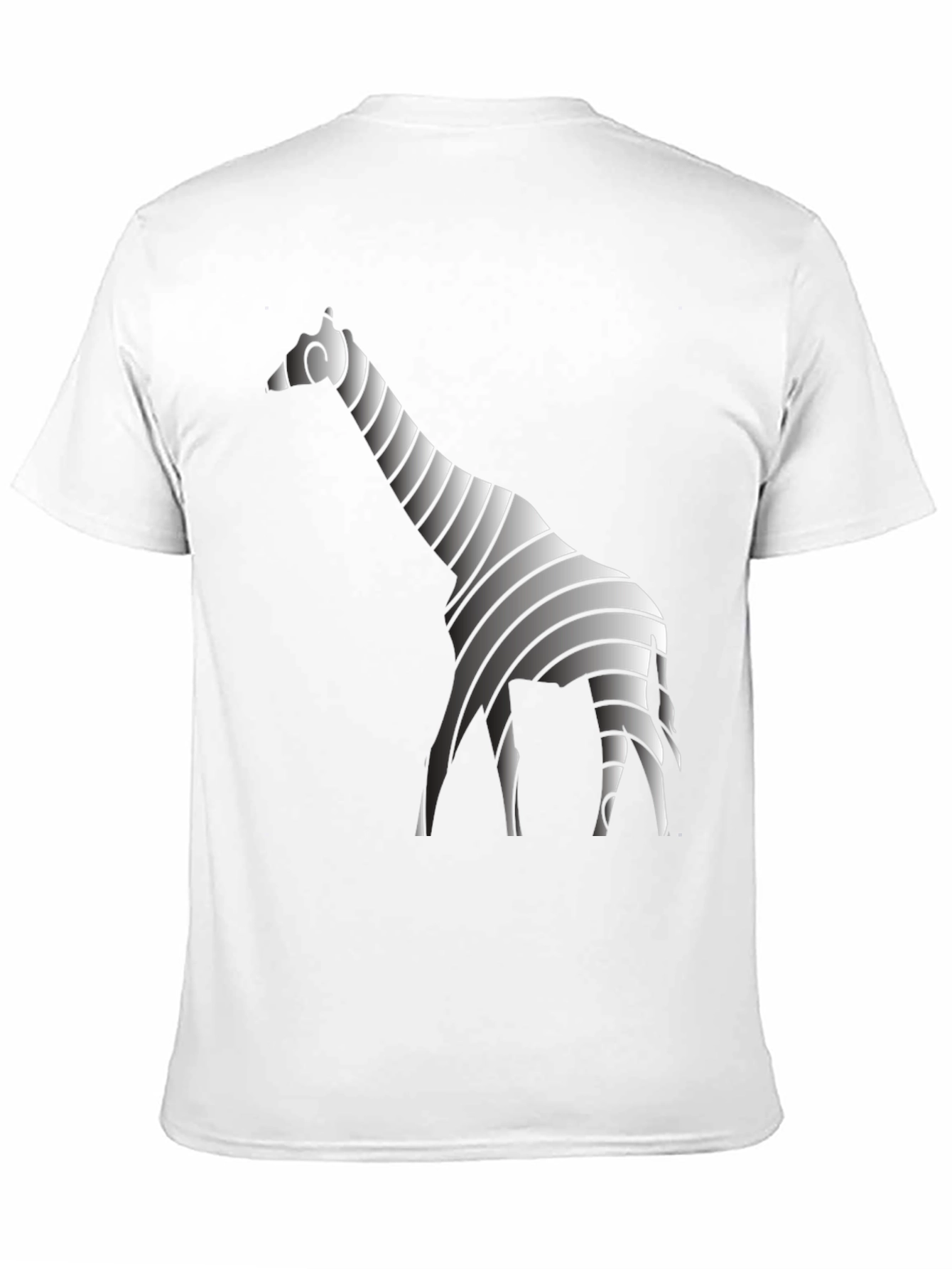 Stylish Striped Giraffe Graphic Tee - Black