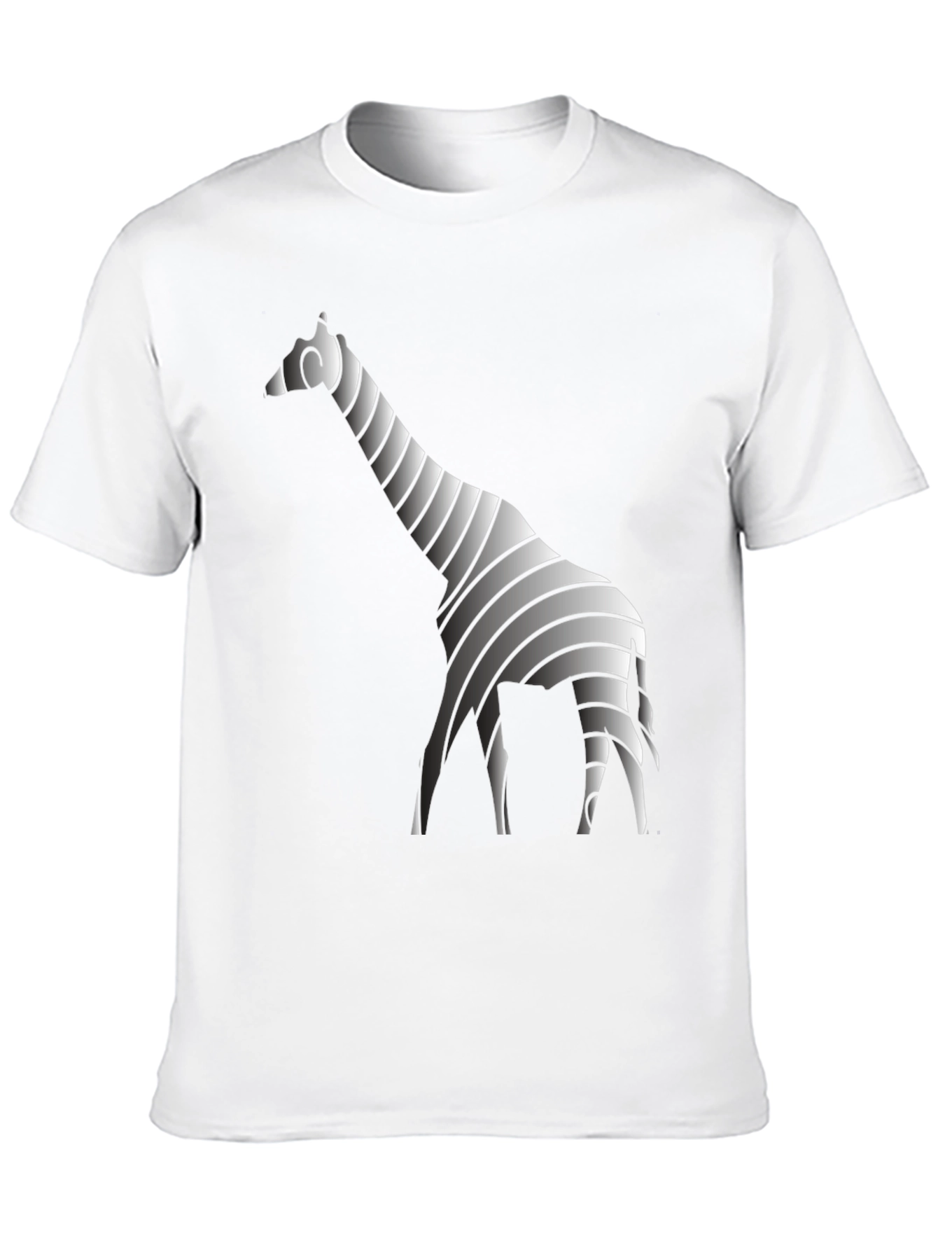 Stylish Striped Giraffe Graphic Tee - Black