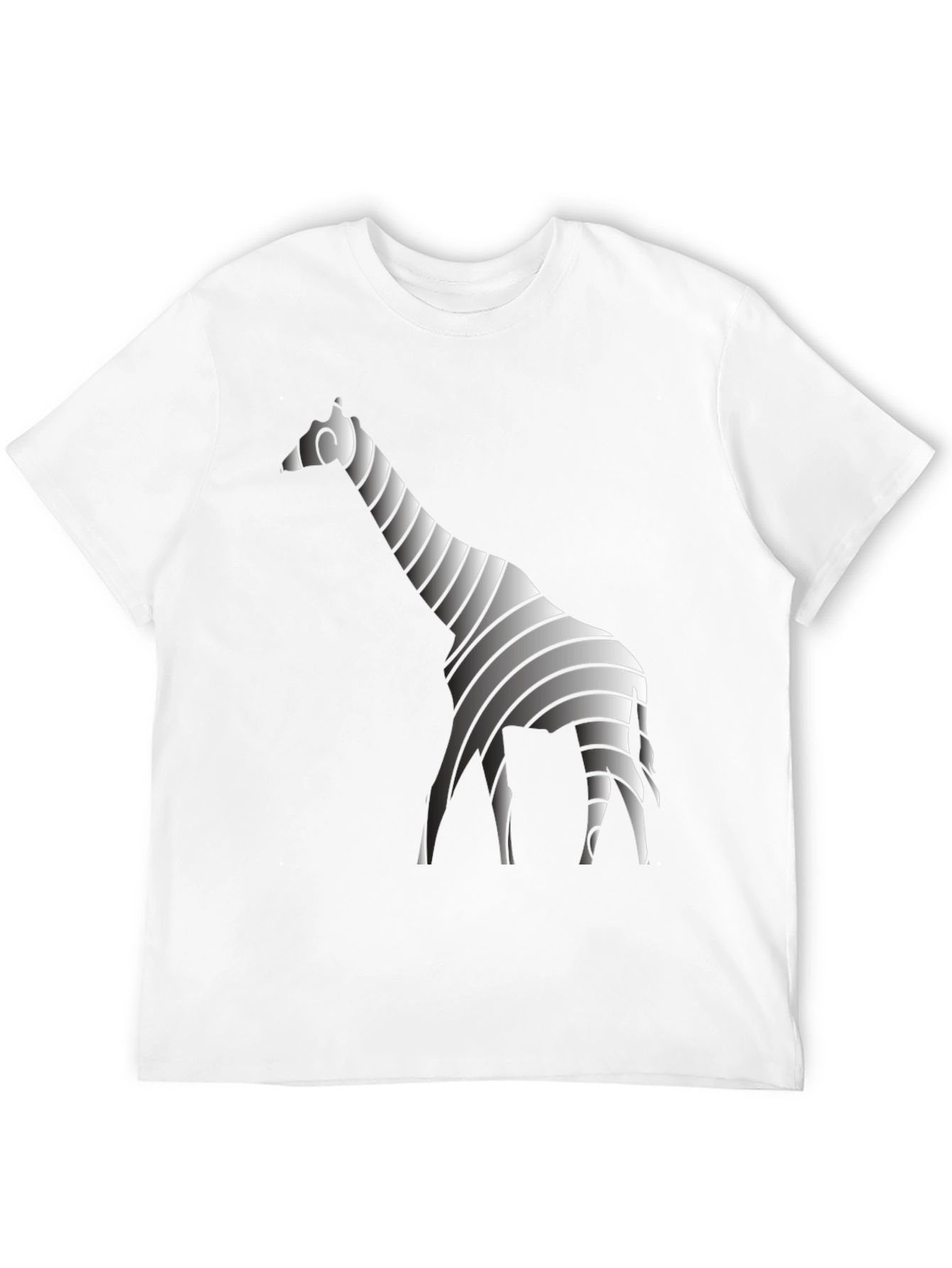 Stylish Striped Giraffe Graphic Tee - Black