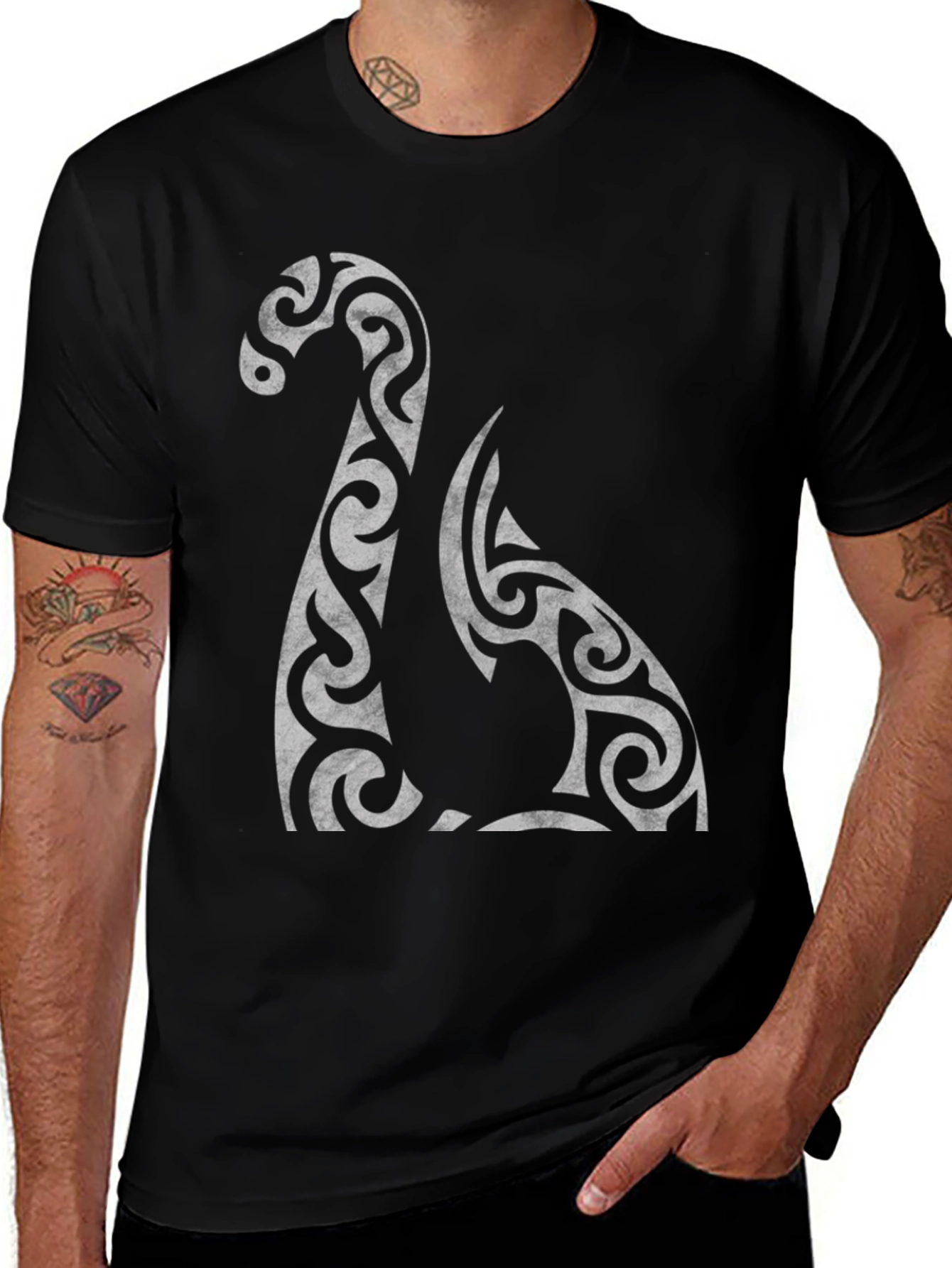 Tribal Loch Ness Monster Black T-Shirt