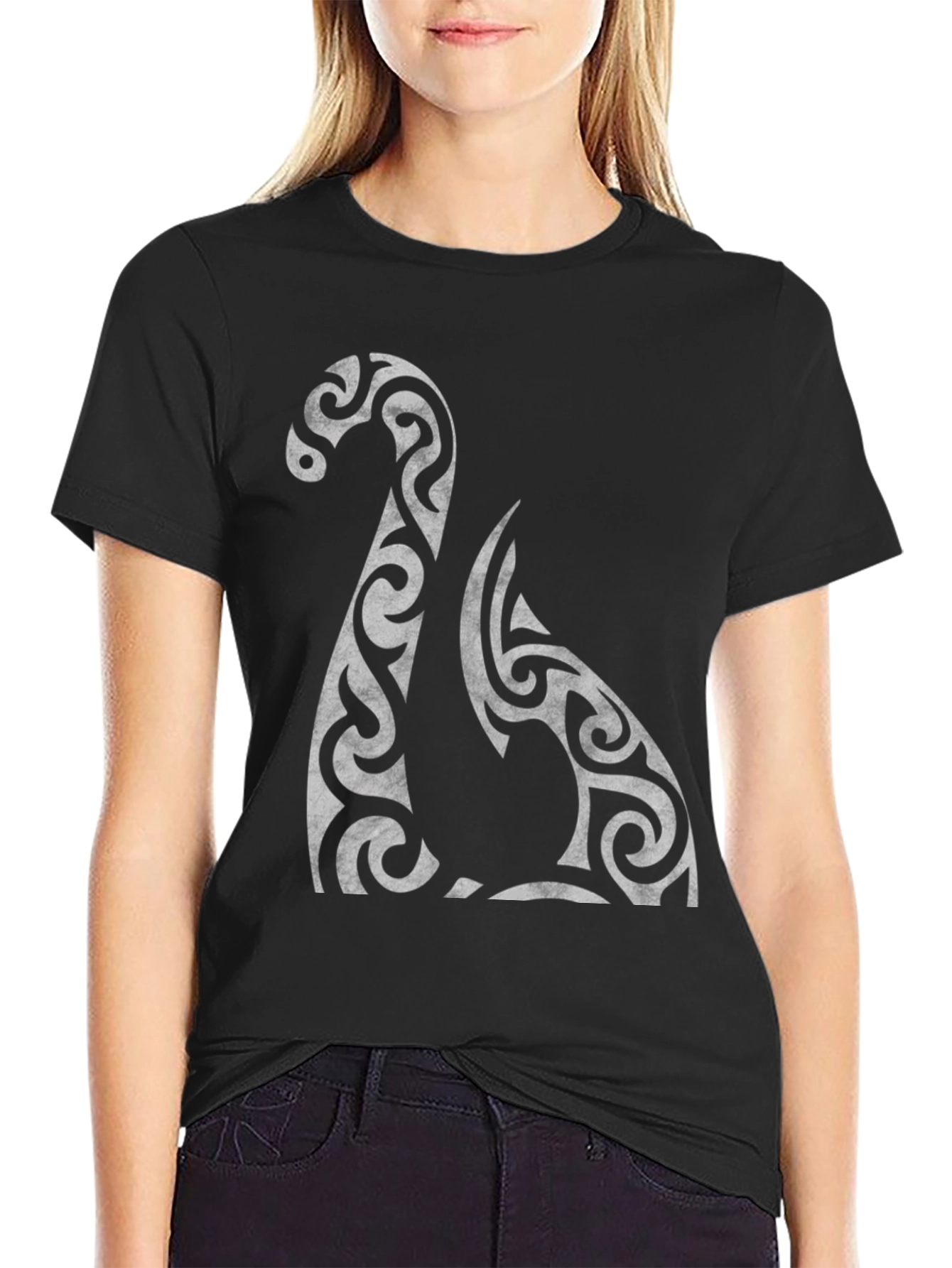 Tribal Loch Ness Monster Black T-Shirt