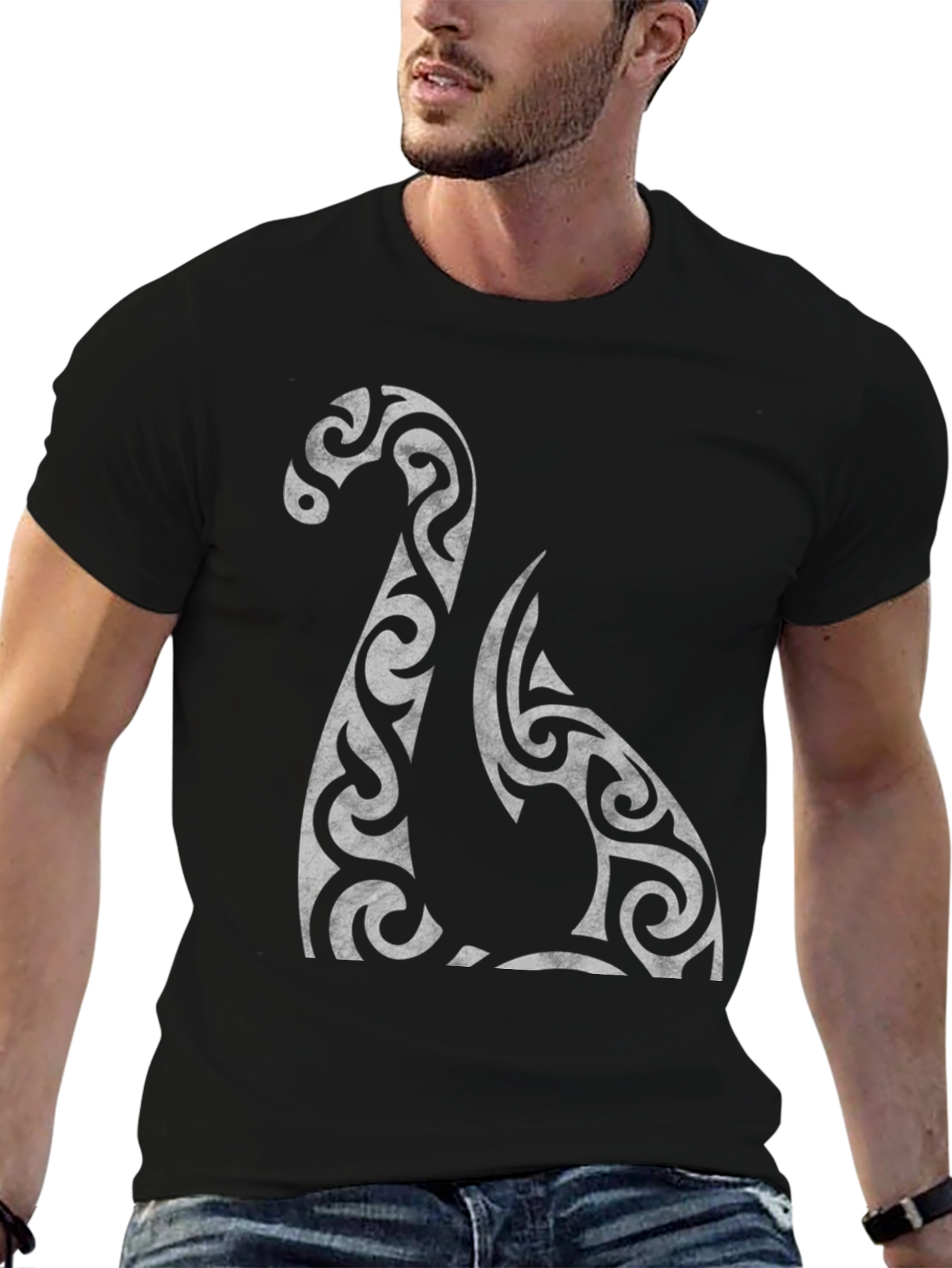 Tribal Loch Ness Monster Black T-Shirt