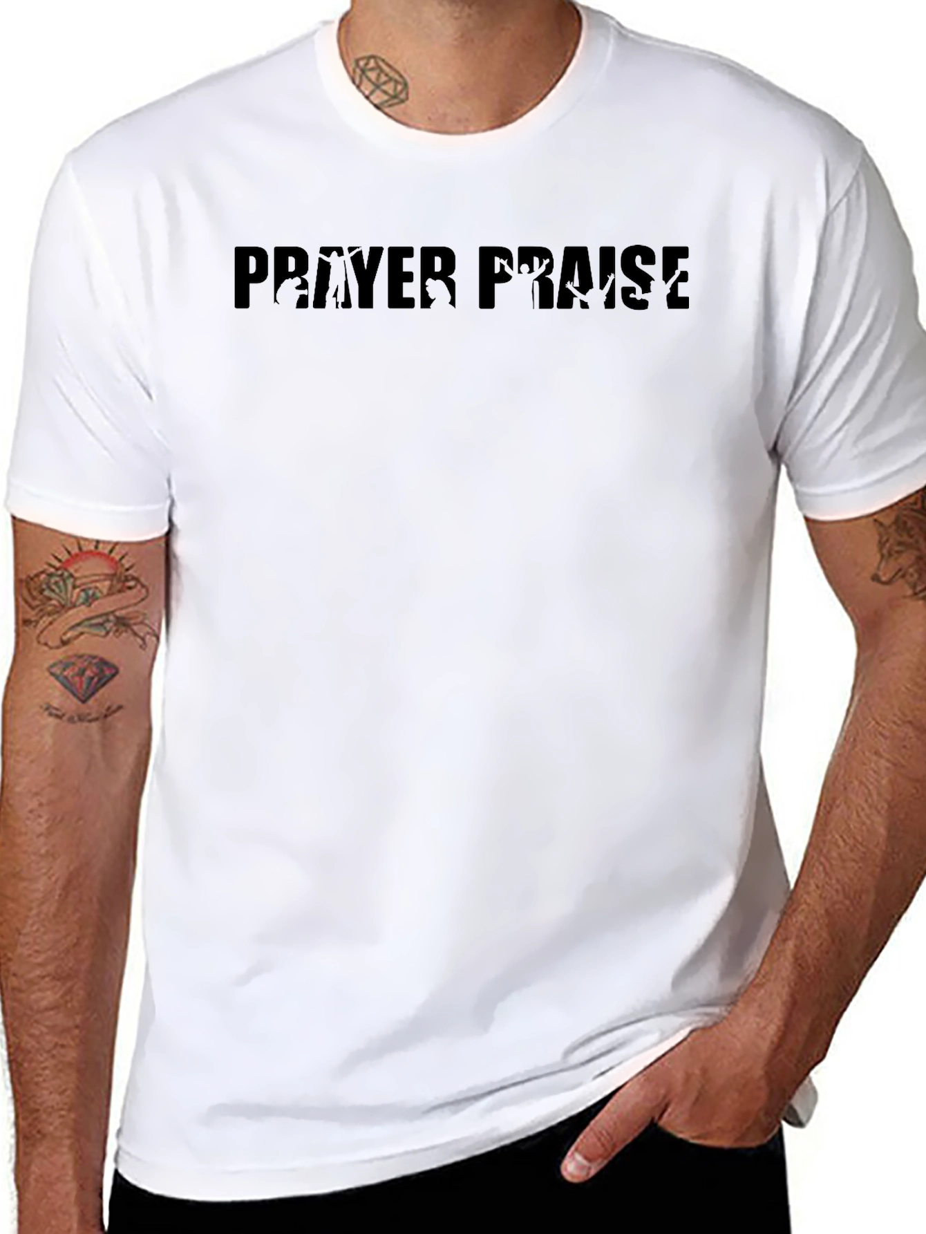Prayer Praise Graphic Tee - Black