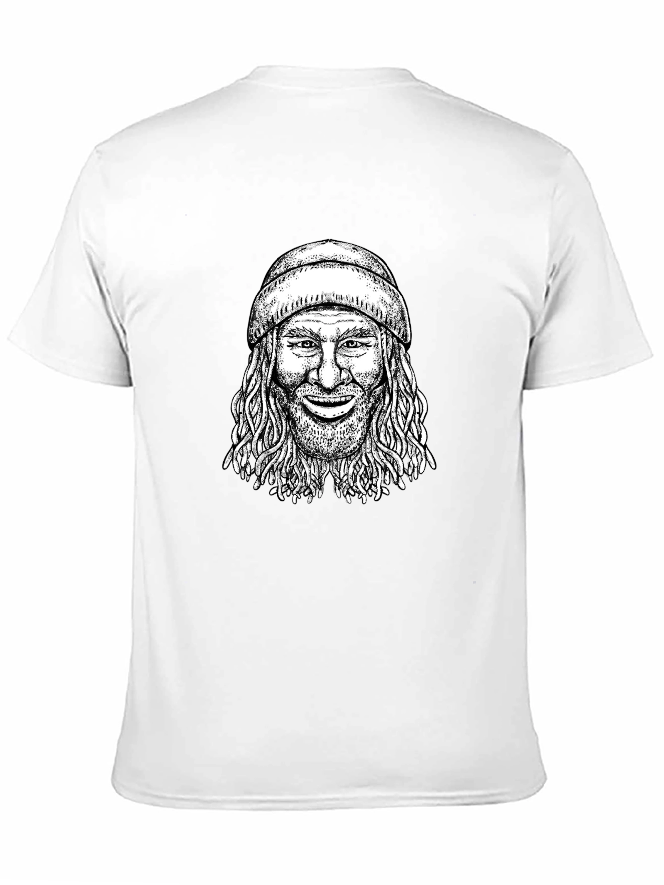 Cool Graphic Tee - Man with Beanie Black T-Shirt