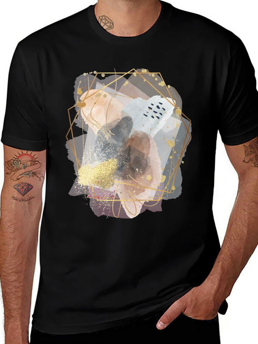 Abstract Geometric Graphic Black T-Shirt