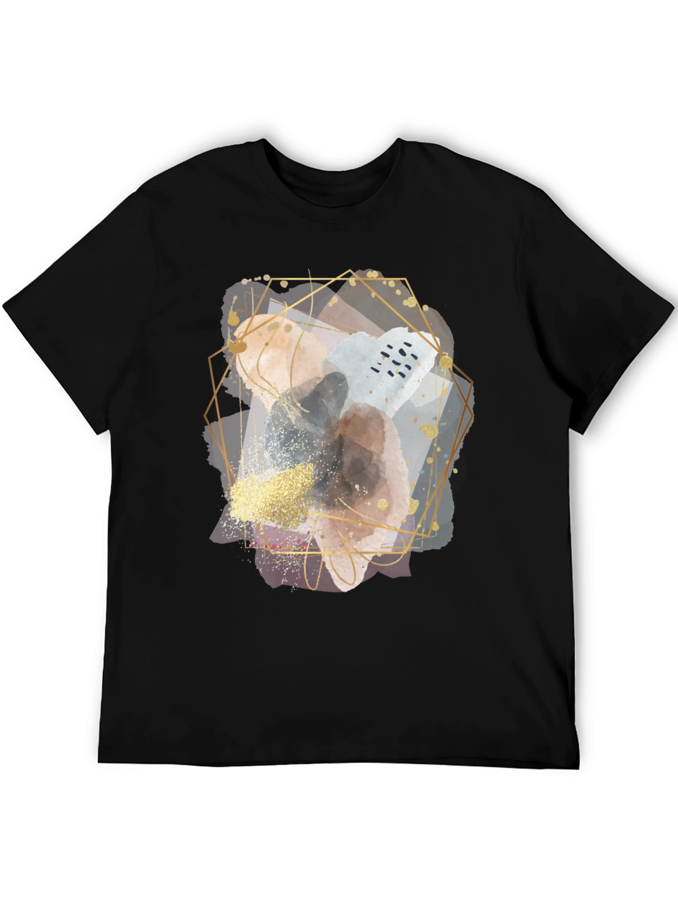 Abstract Geometric Graphic Black T-Shirt
