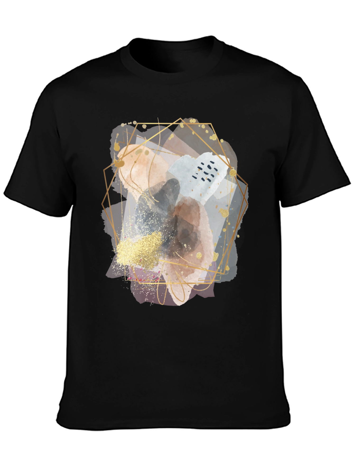 Abstract Geometric Graphic Black T-Shirt