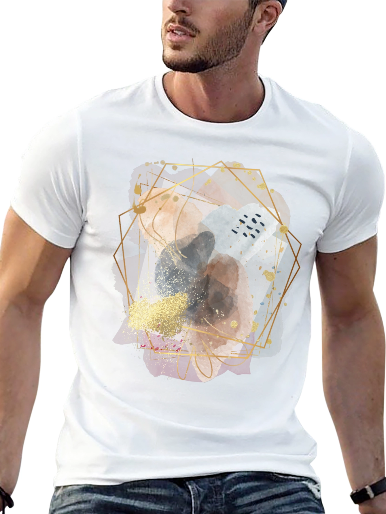 Abstract Geometric Graphic Black T-Shirt