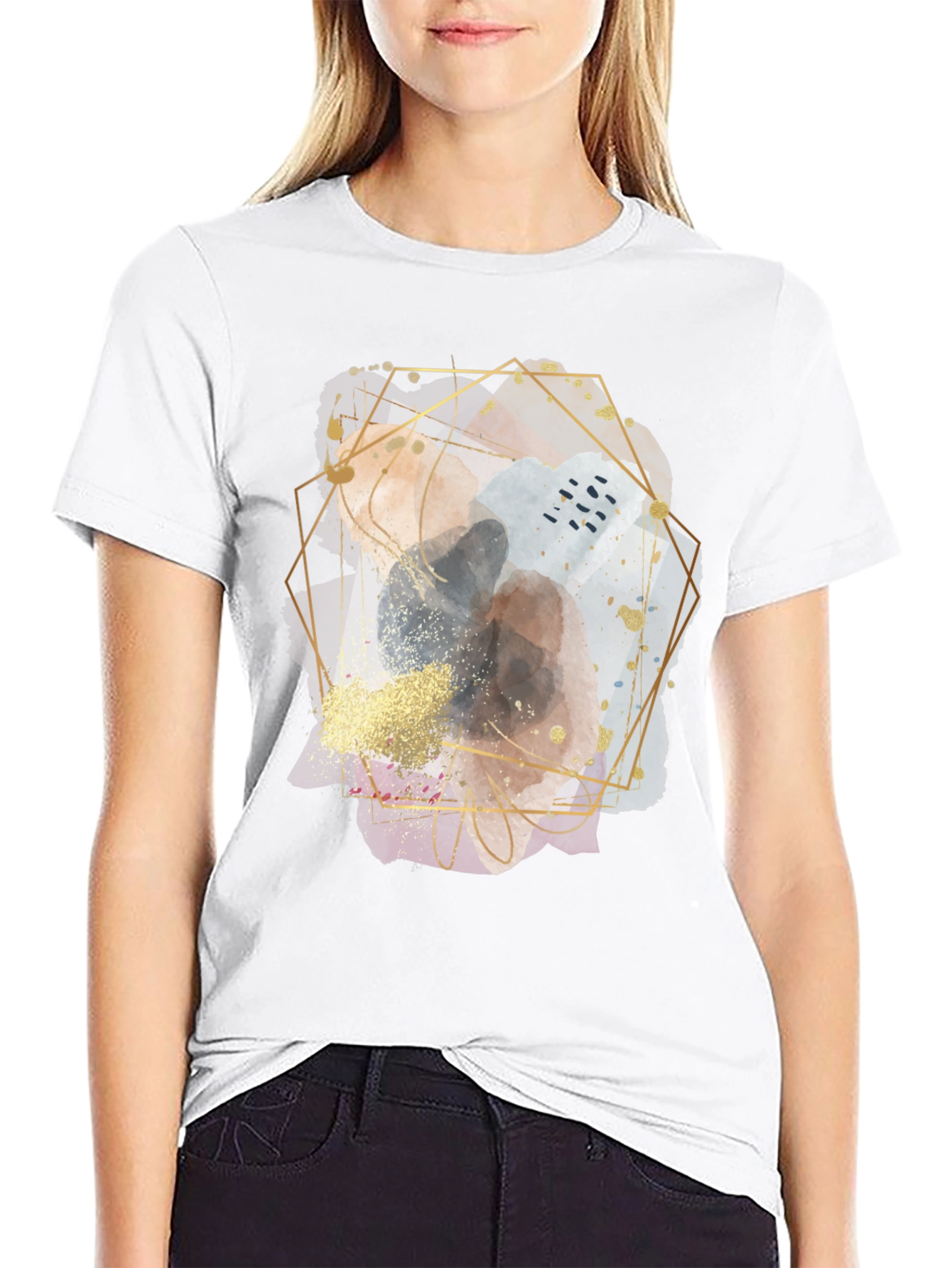 Abstract Geometric Graphic Black T-Shirt