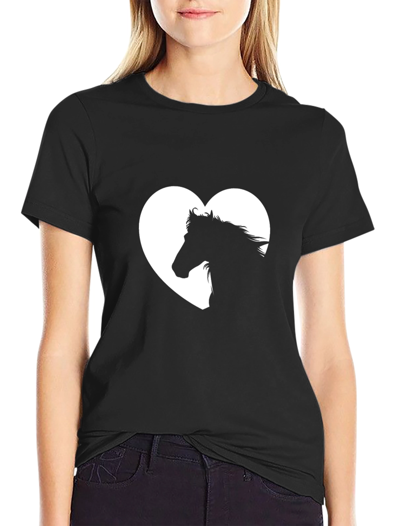 Horse Lover T-Shirt: Heart Silhouette Design