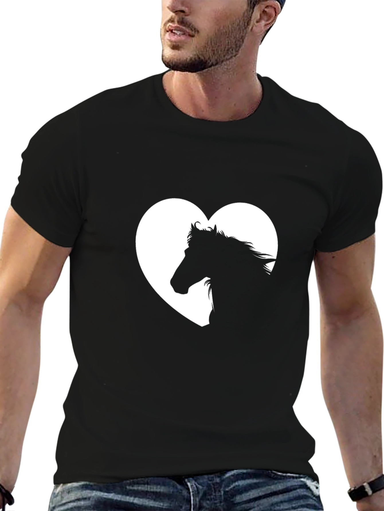 Horse Lover T-Shirt: Heart Silhouette Design