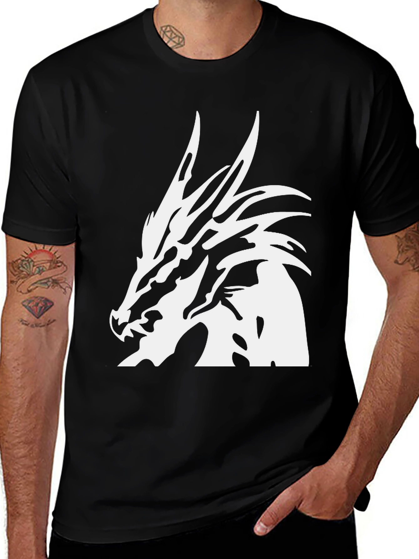 Dragon Head Graphic Black T-Shirt