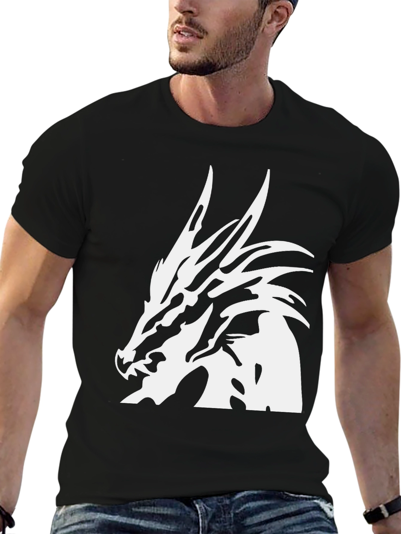 Dragon Head Graphic Black T-Shirt