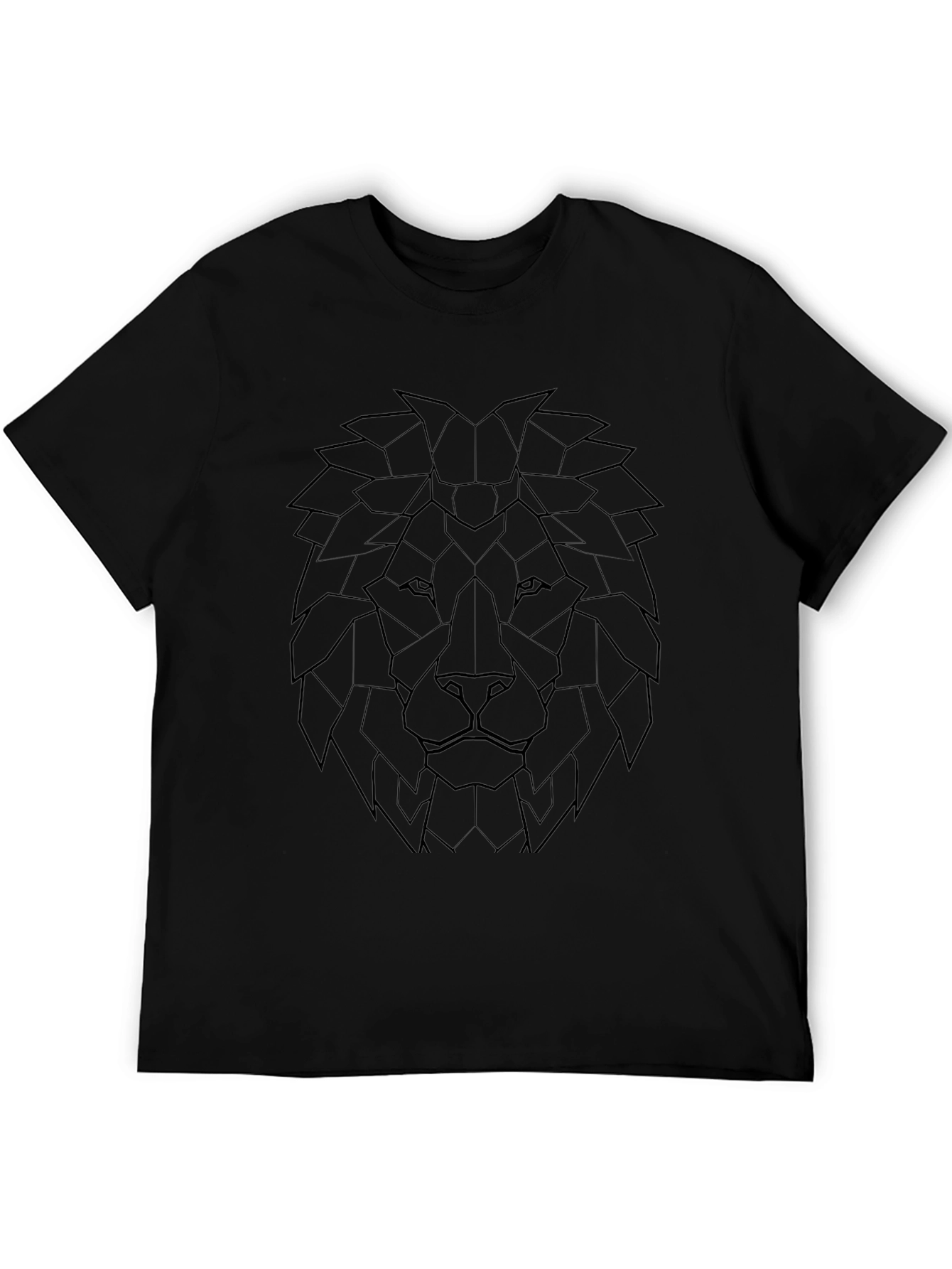 Geometric Lion Graphic Tee - Black