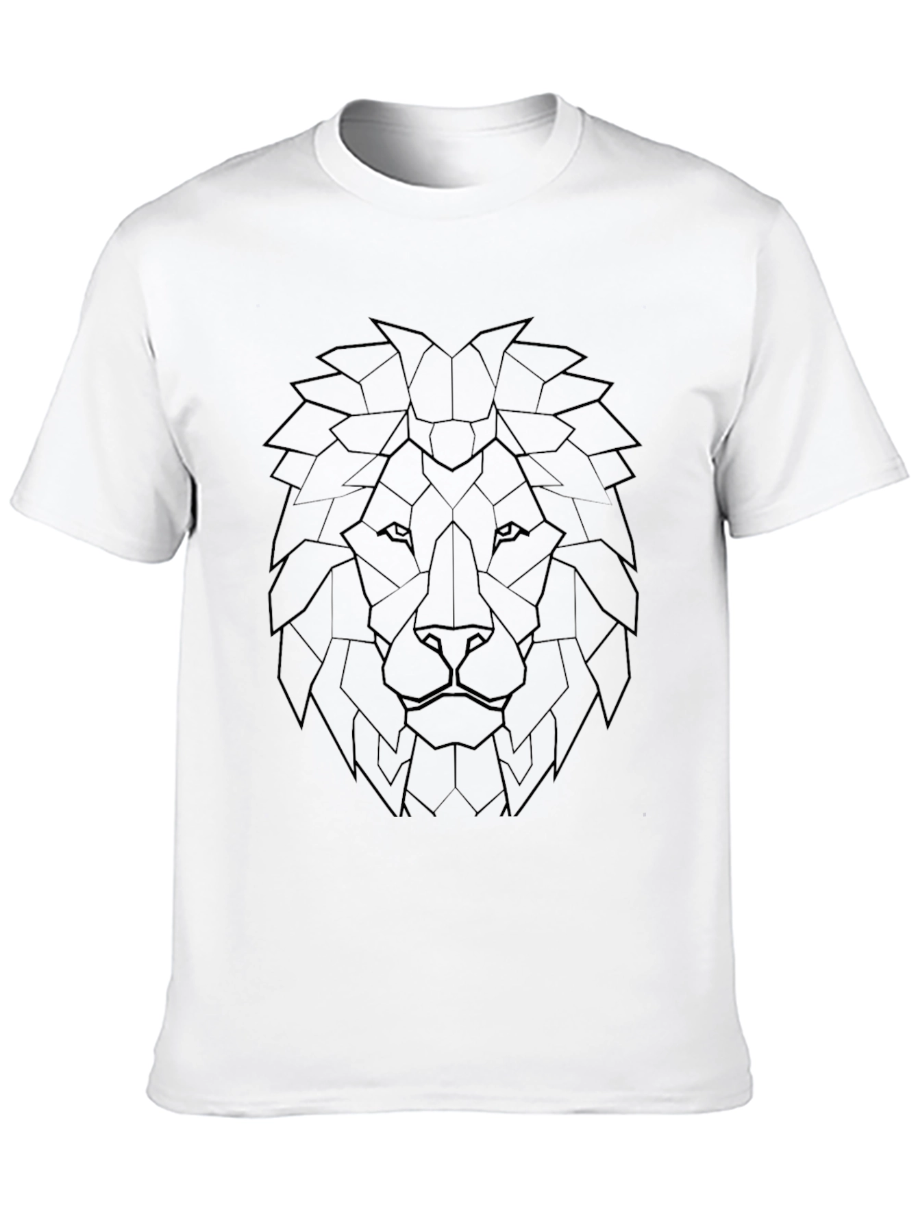 Geometric Lion Graphic Tee - Black
